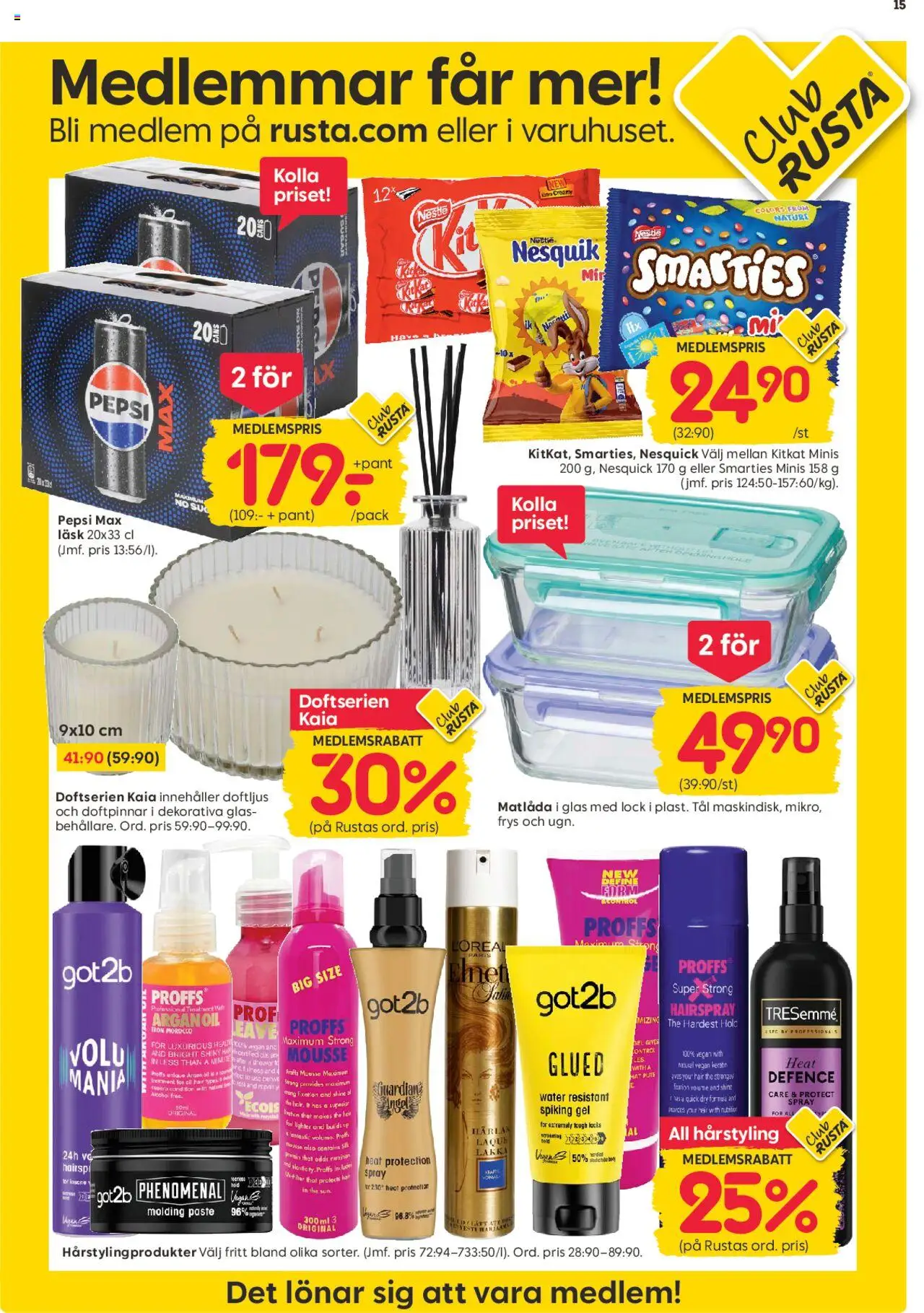Rusta reklamblad aktuell från 04.08.2025 | Sida: 15 | Produkter: Mousse, Pepsi, Matlåda, Frys