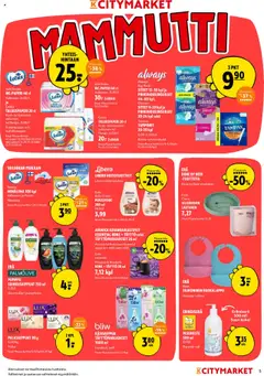 K-Citymarket-mainoslehti voimassa 09.10.2025 alkaen | Sivu: 5 | Tuotteet: Käsisaippua, Siteet, Pesuneste, Pumppu