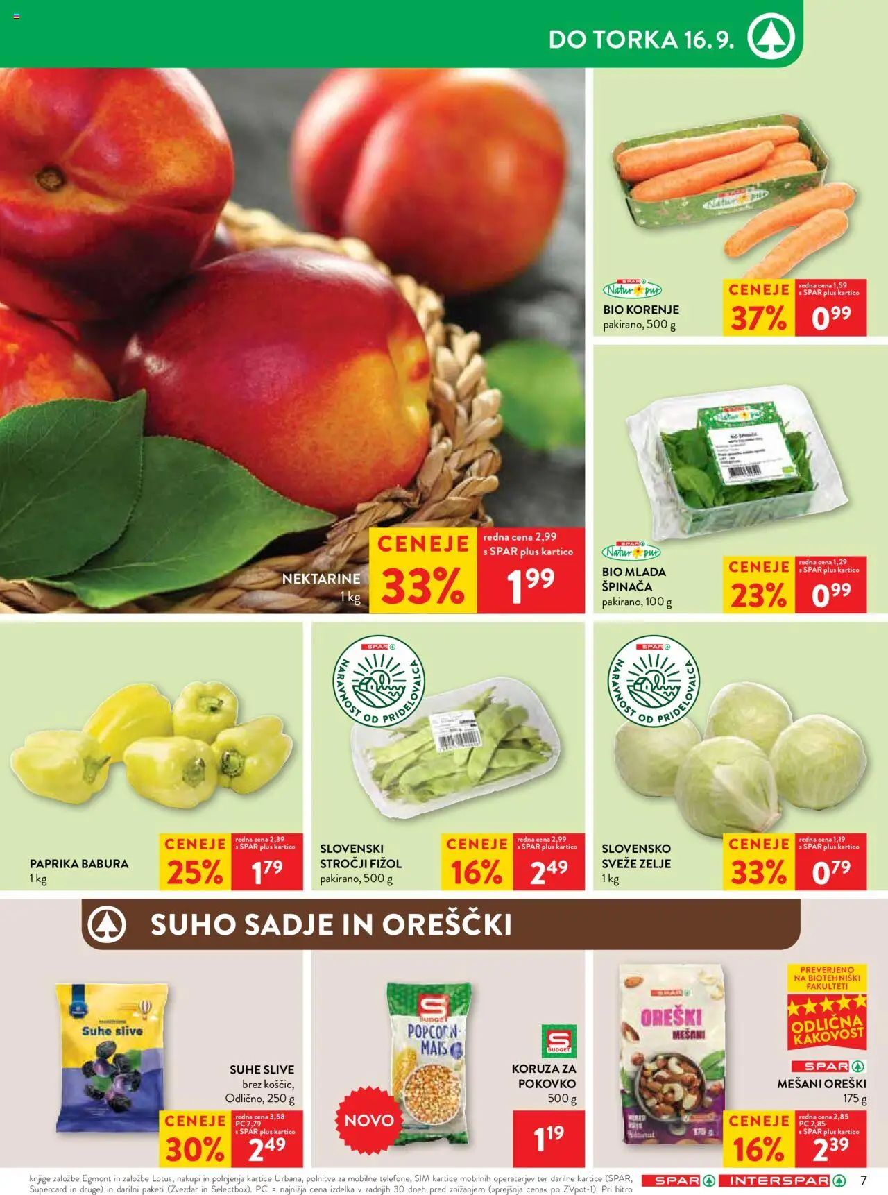 Novi Spar katalog ponudbe – veljaven od 10.09.2025 | Stran: 7 | Izdelki: Paprika, Suho sadje, Suhe slive, Zelje