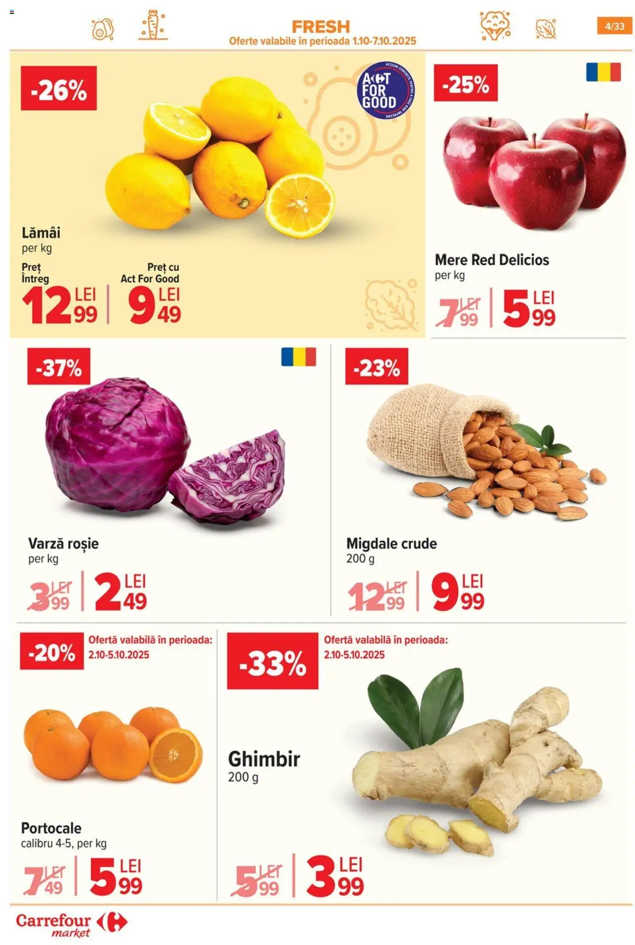 Noul catalog Carrefour – valabil de la 01.10.2025 | Pagină: 5 | Produse: Varză, Migdale, Mere, Portocale