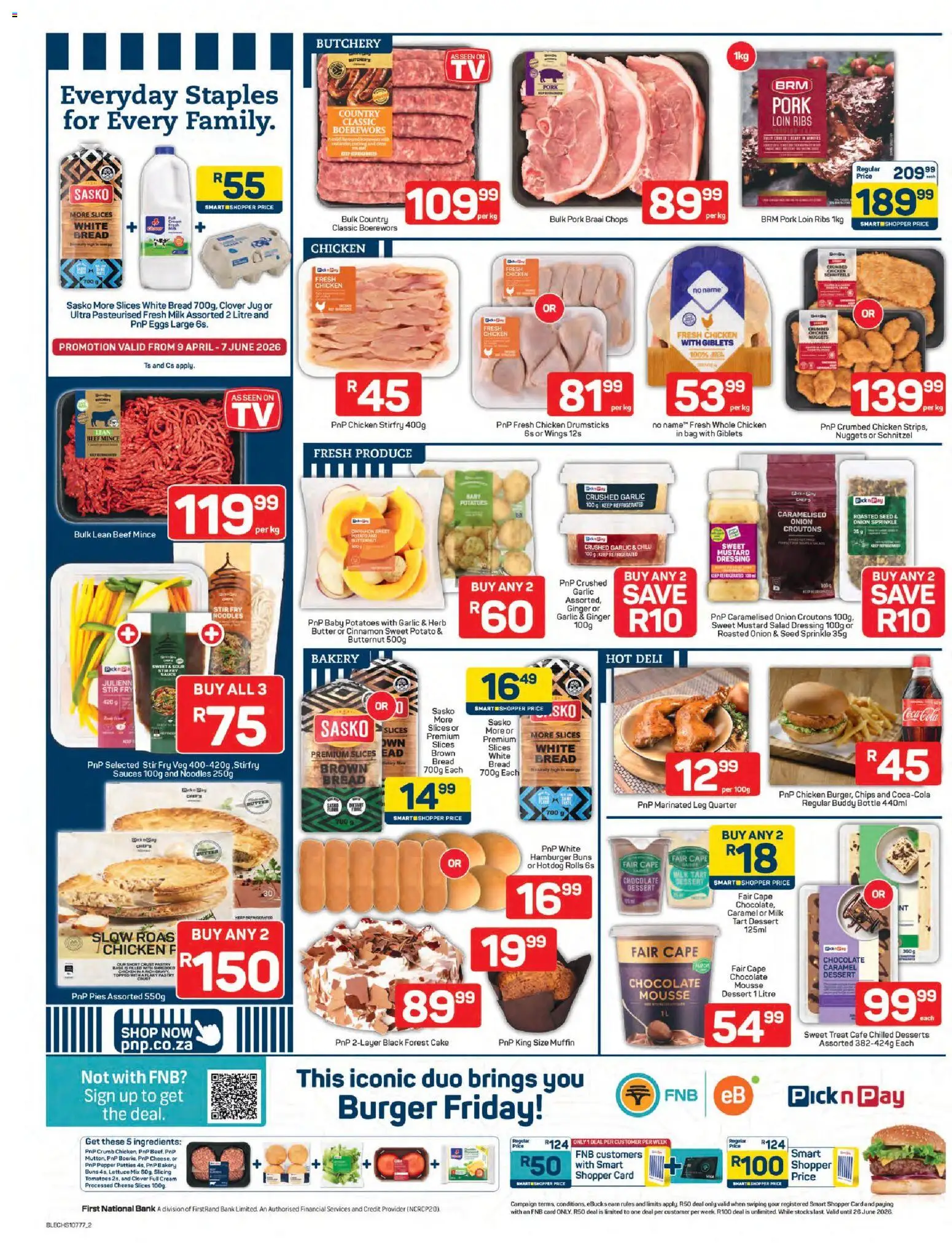 New Pick n Pay catalogue – valid from 24.04.2026 | Page: 2 | Products: Chicken, Cream, Salad, Caramel