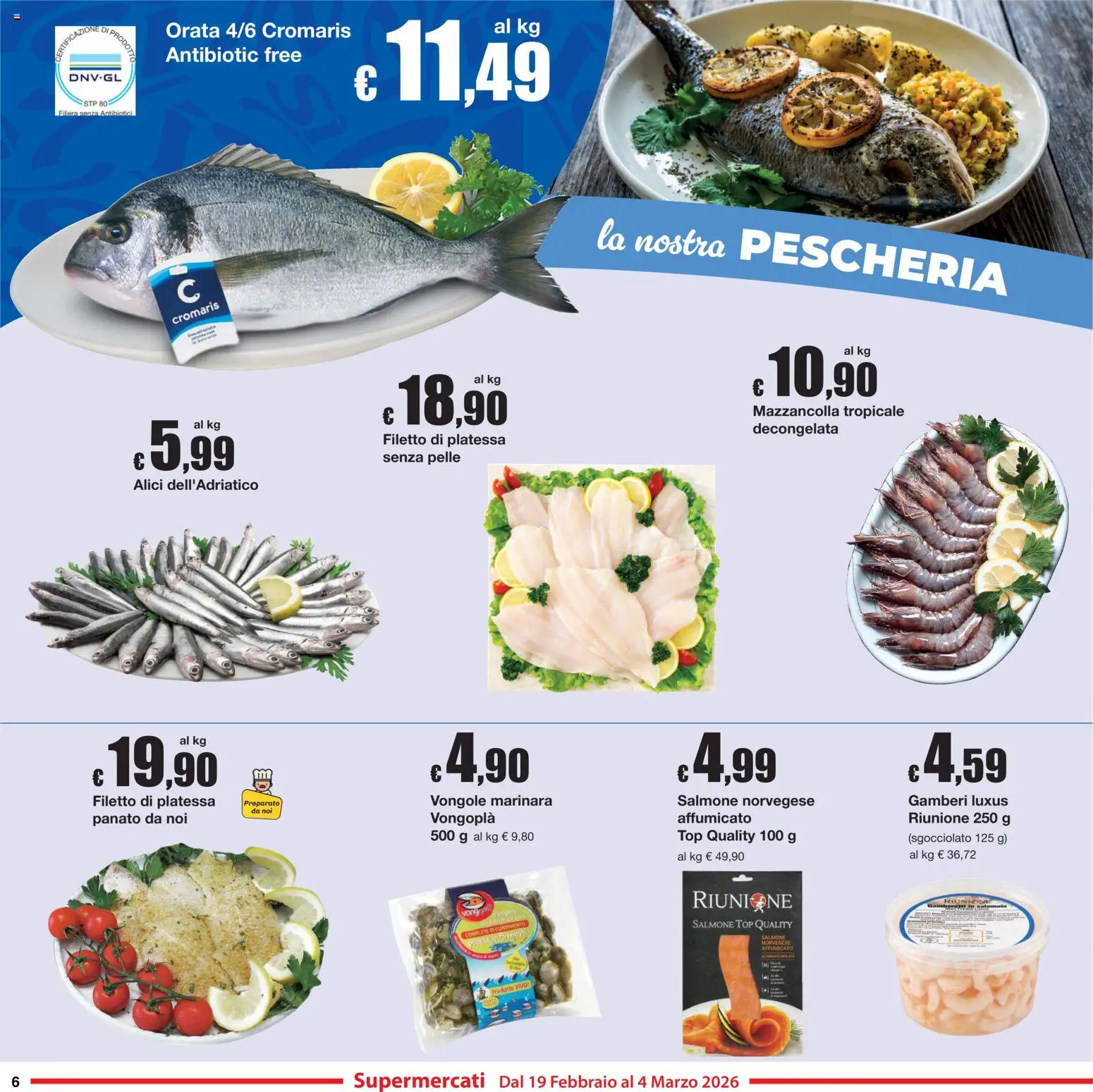 Volantino Sì con Te del 19.02.2026 | Pagina: 6 | Prodotti: Vongole, Orata, Top, Alici