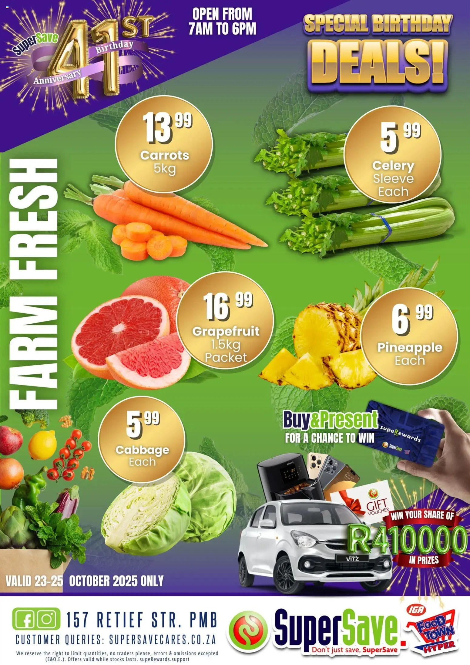 New Super Save catalogue – valid from 23.10.2025 | Page: 3 | Products: Pineapple, Carrots, Grapefruit