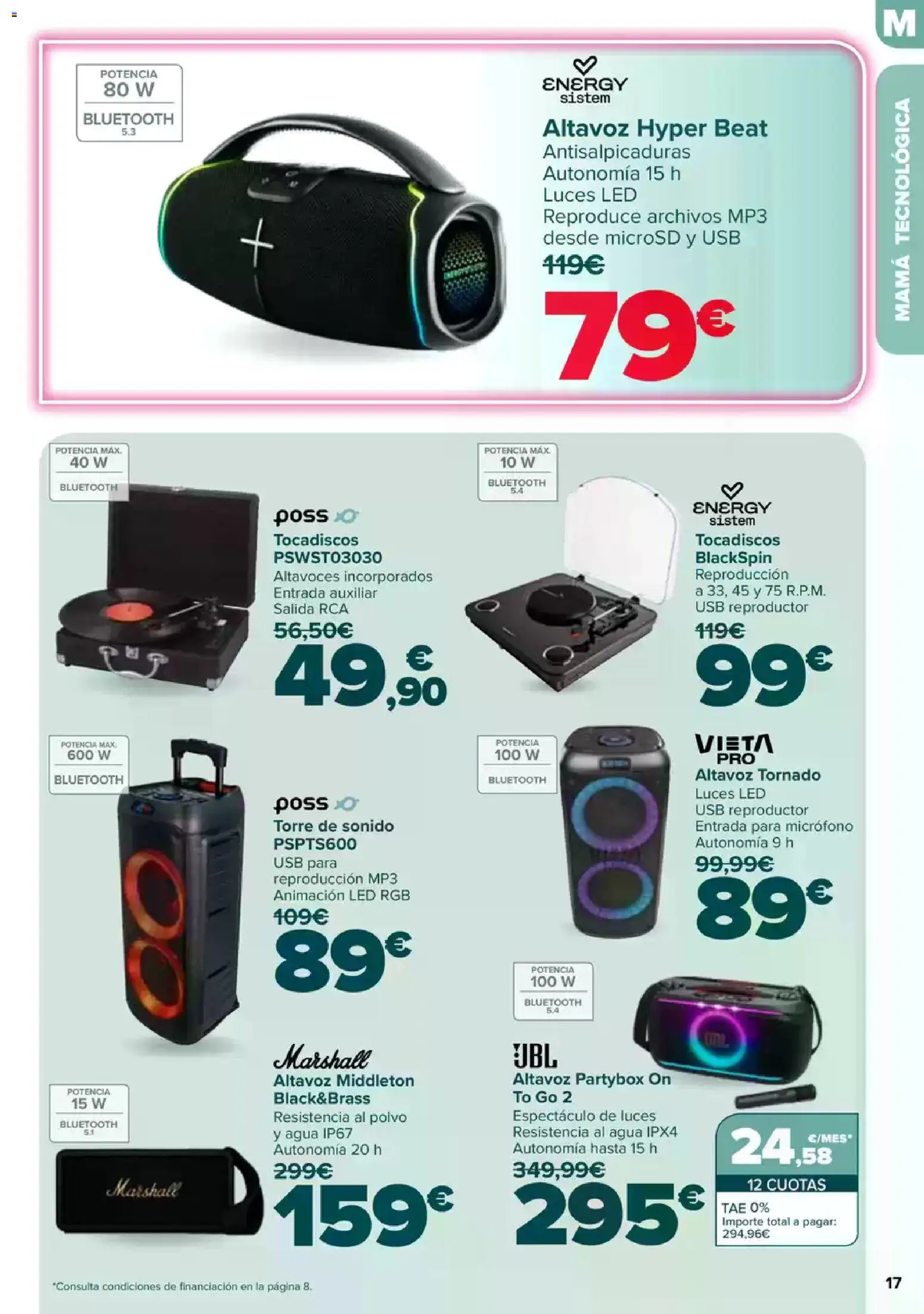 Carrefour Dia de la Madre │ válido desde el 23.04.2026 | Página: 17 | Productos: Altavoces, MP3, Micrófono, Altavoz