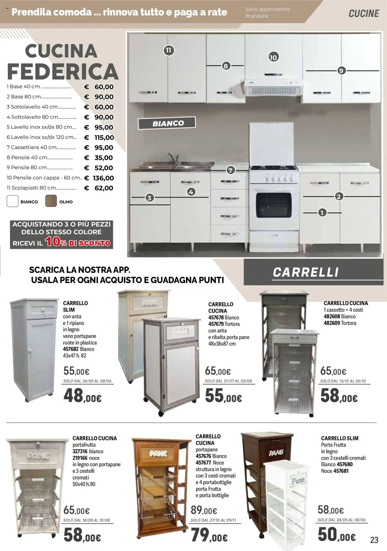 Volantino Orizzonte del 09.05.2025 | Pagina: 23 | Prodotti: Cucine, Lavello, Carrello, Cassettiera