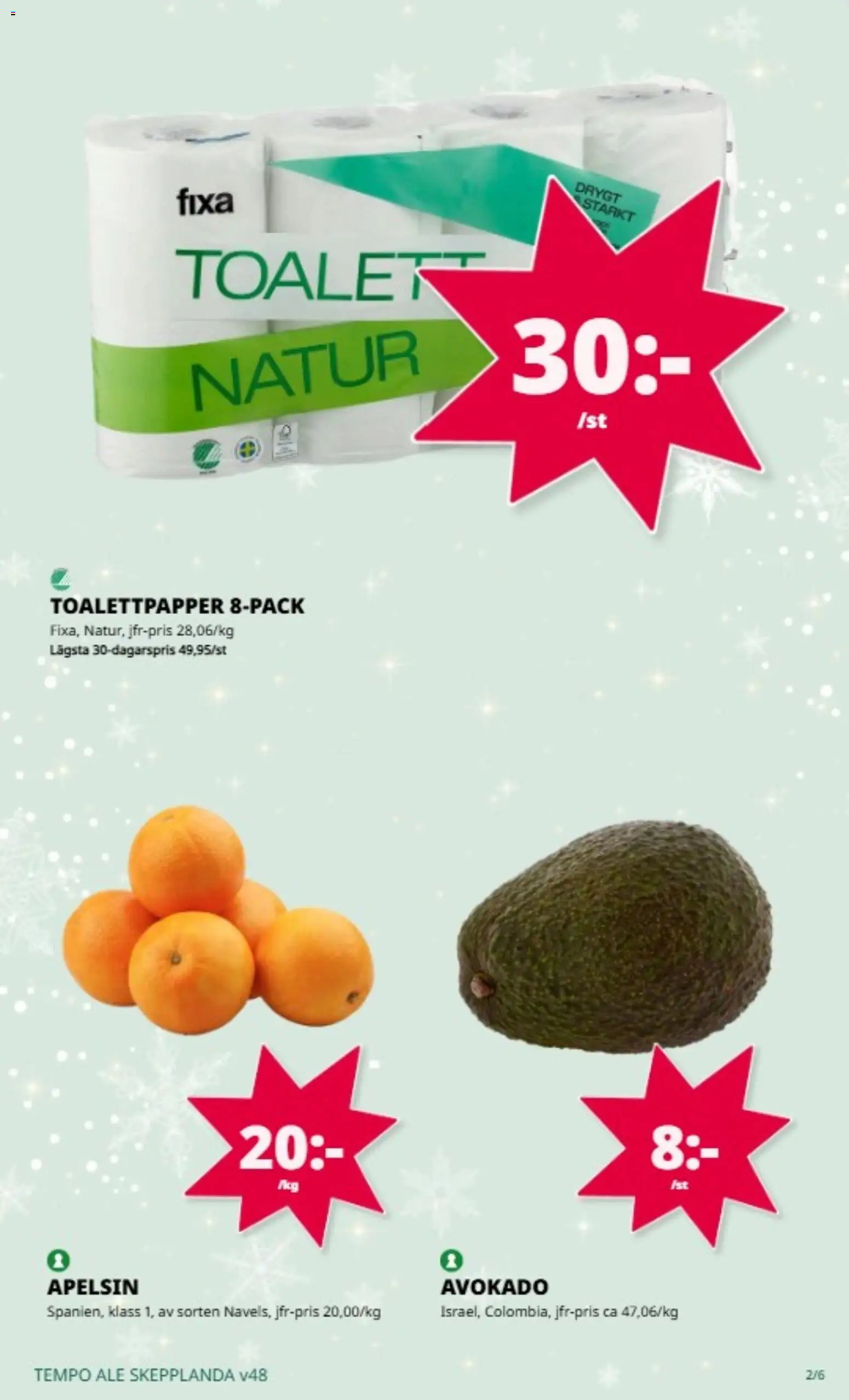 Tempo reklamblad aktuell från 24.11.2025 | Sida: 2 | Produkter: Toalettpapper, Apelsin