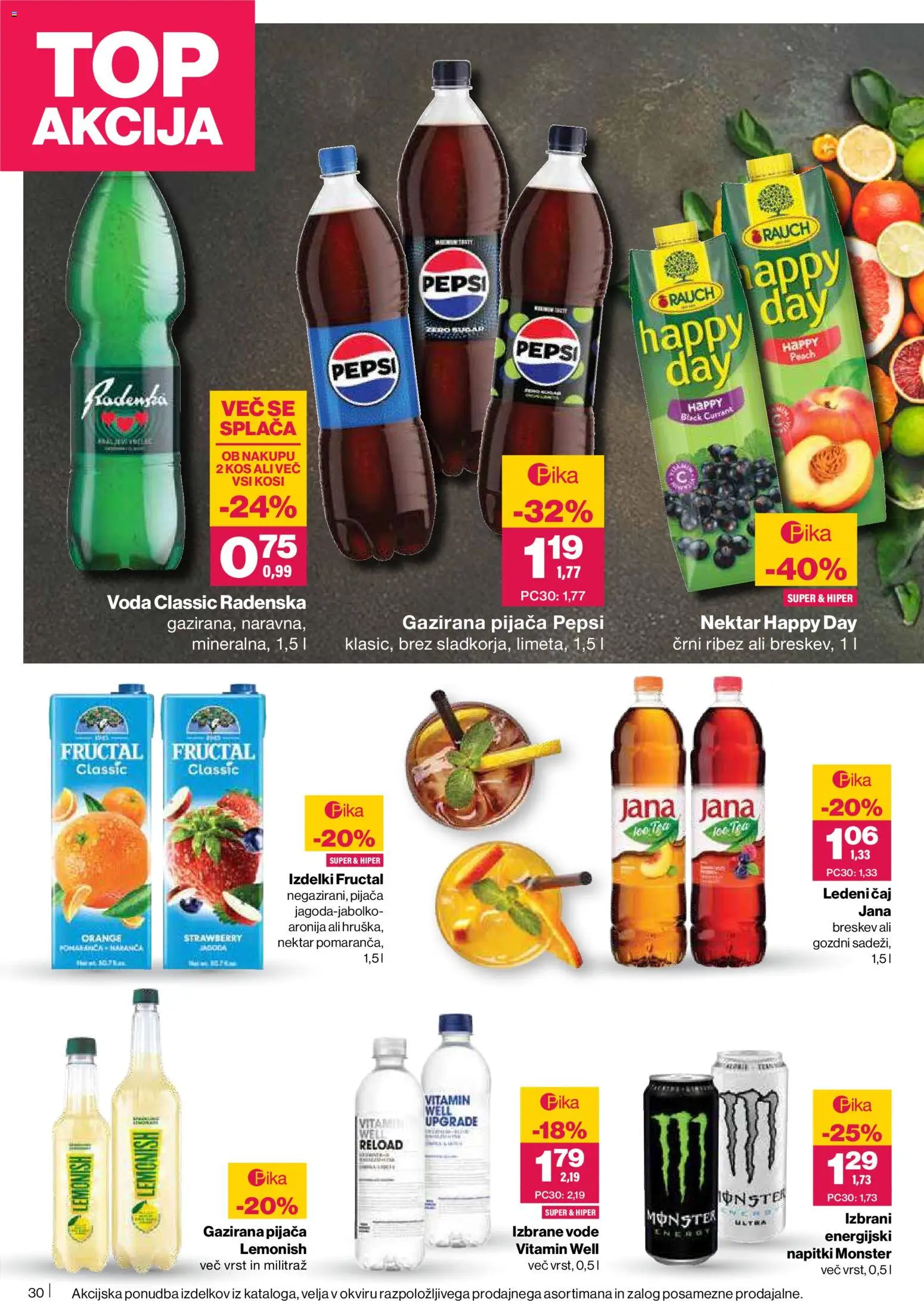 Novi Mercator katalog ponudbe – veljaven od 22.01.2026 | Stran: 30 | Izdelki: Napitki, Kos, Ledeni čaj, Breskev