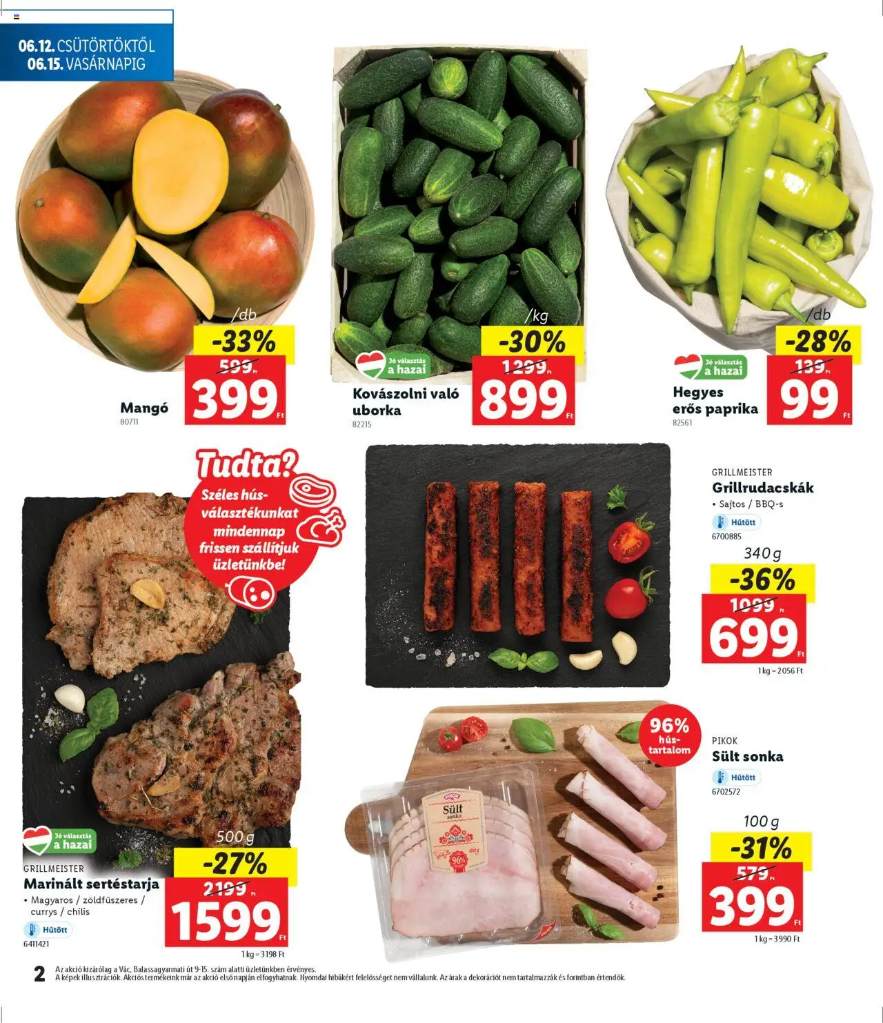 Lidl akciós ujság - amely érvényes a következő dátumtól: 12.06.2025 | Oldal: 2 | Termékek: Chili, Sertéstarja, Sonka, Mangó