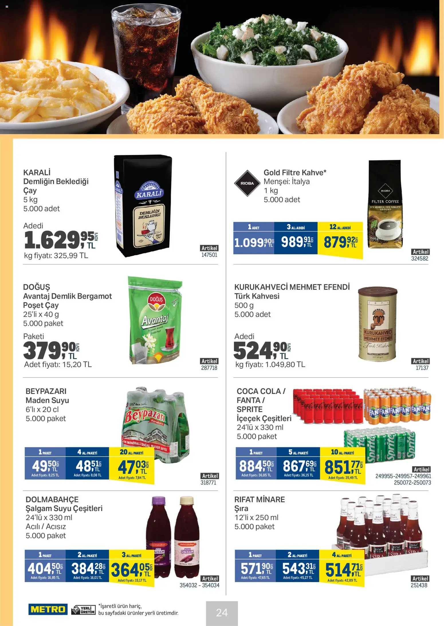 Metro - Et & Tavuk & Köfte Restoranları - 25.02.2026 tarihinden itibaren geçerlidir | Sayfa: 24 | Ürünler: Şalgam, Çay, Fanta, Sprite
