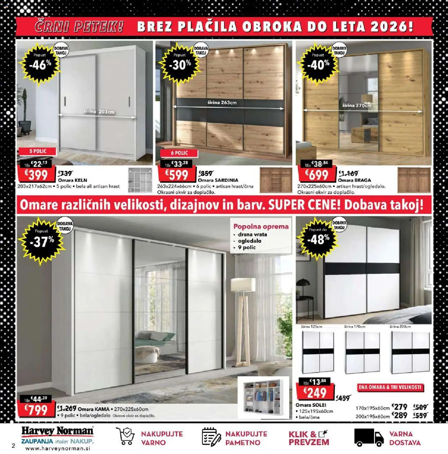 Novi Harvey Norman katalog ponudbe – veljaven od 13.11.2025 | Stran: 2 | Izdelki: Okvir, Omara, Ogledalo, Drsna vrata