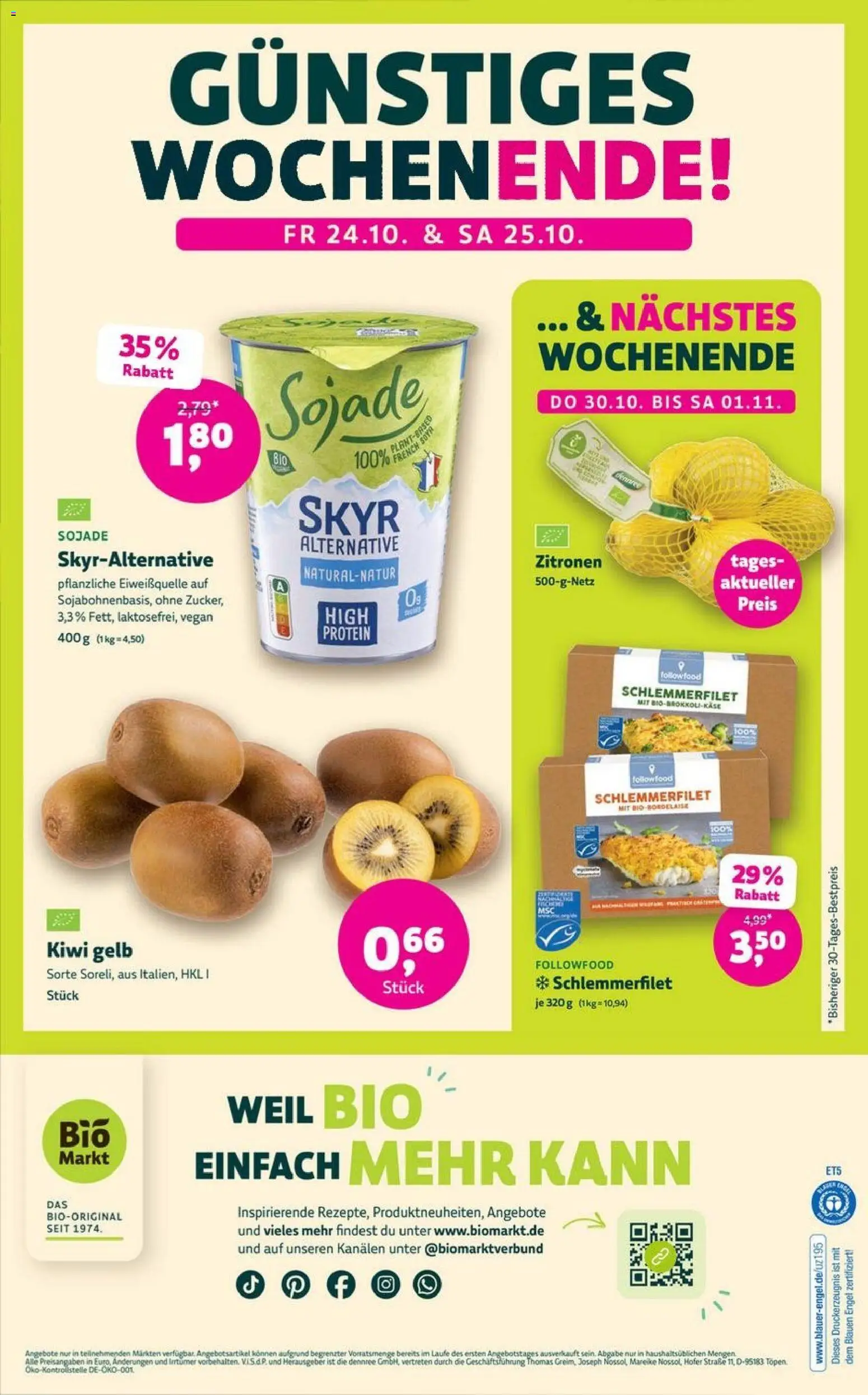 Denns BioMarkt Angebote – gültig ab 22.10.2025 | Seite: 14 | Produkte: Skyr, Kiwi, Zitronen