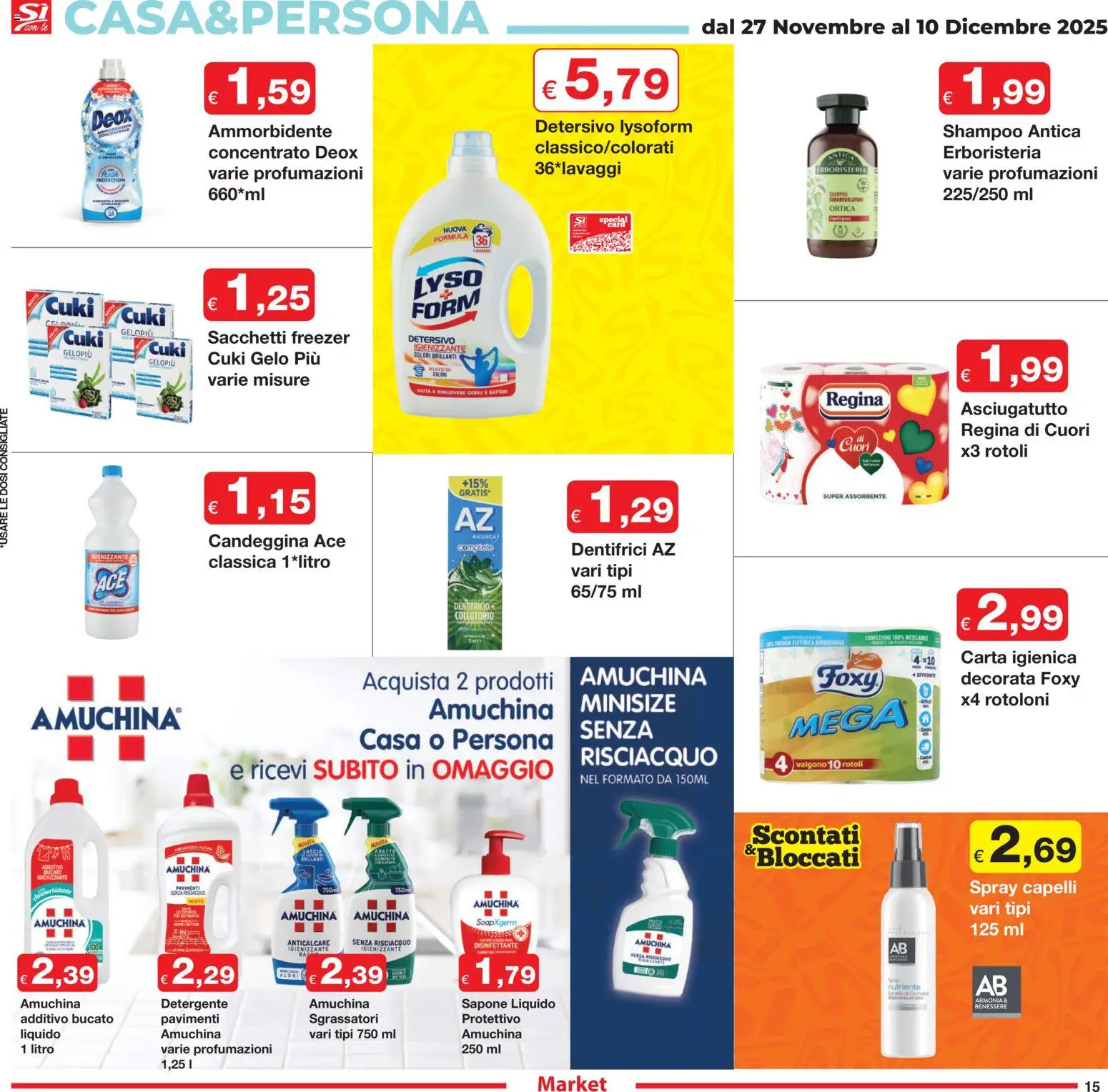 Volantino Sì con Te del 27.11.2025 | Pagina: 15 | Prodotti: Shampoo, Carta igienica, Sapone, Freezer