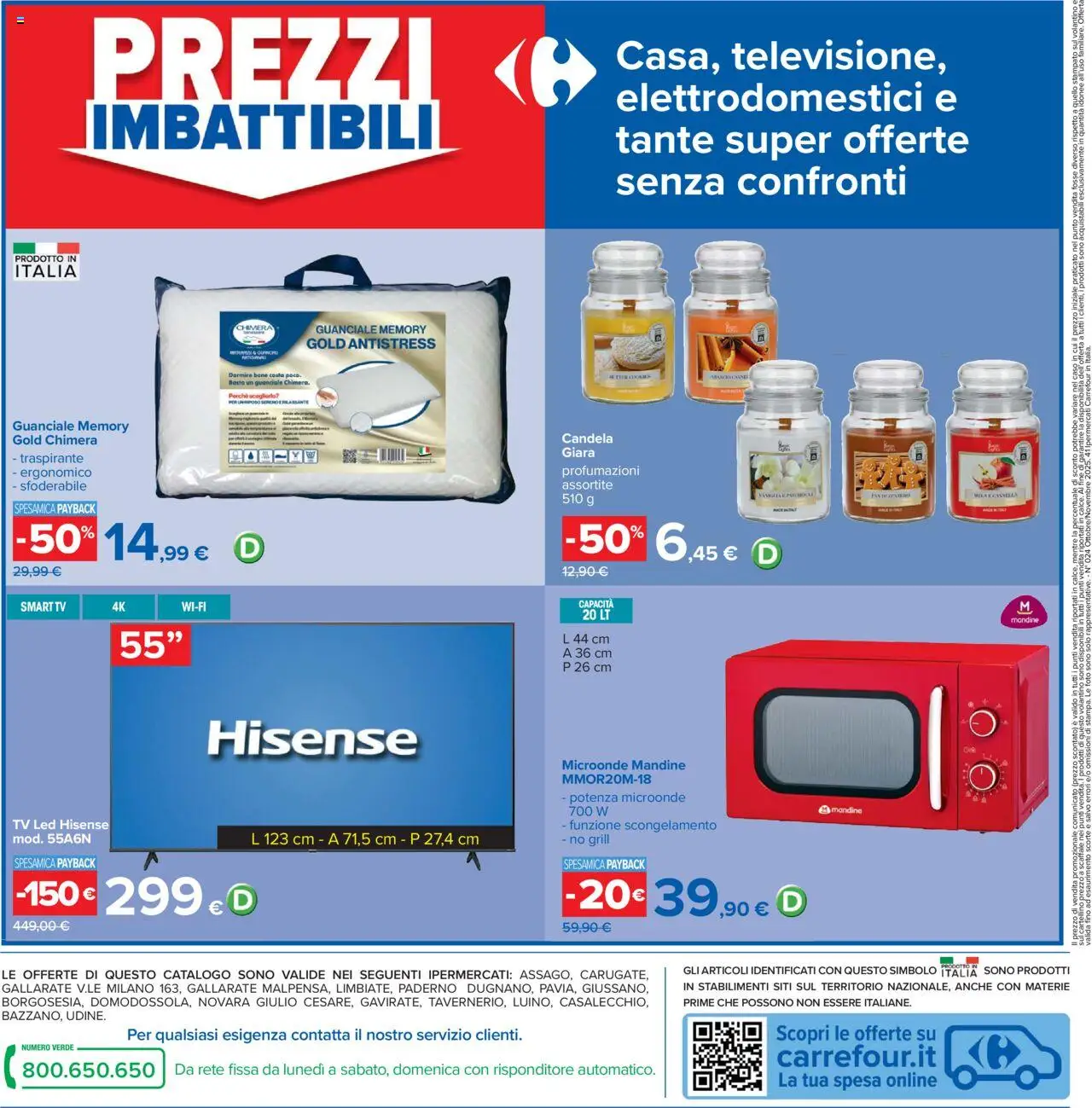 Volantino Carrefour del 23.10.2025 | Pagina: 40 | Prodotti: Microonde, smart TV, TV, Candela