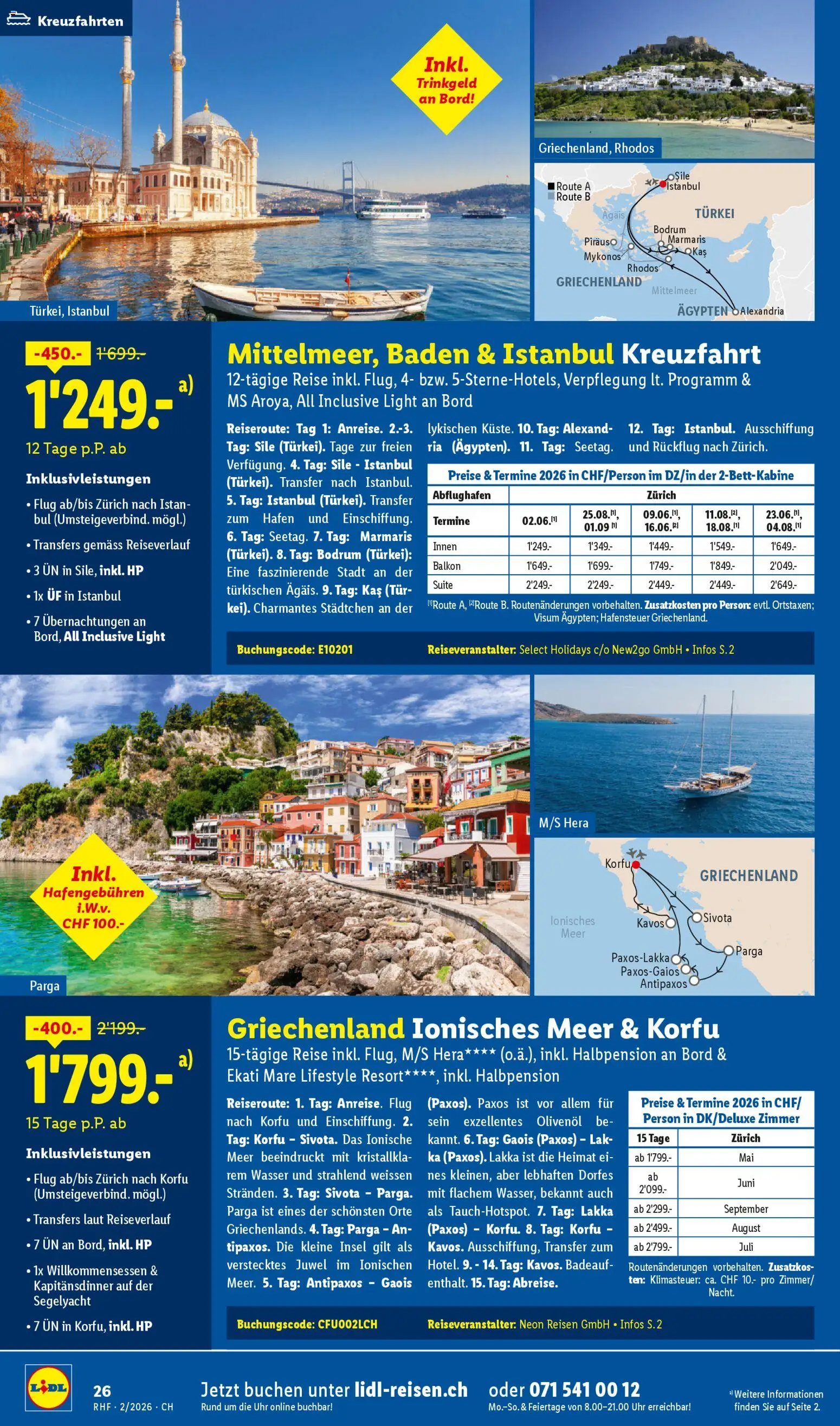 Lidl Aktionen Reisen Februar – gültig ab 28.01.2026 | Seite: 26 | Produkte: Wasser, Uhr, HP