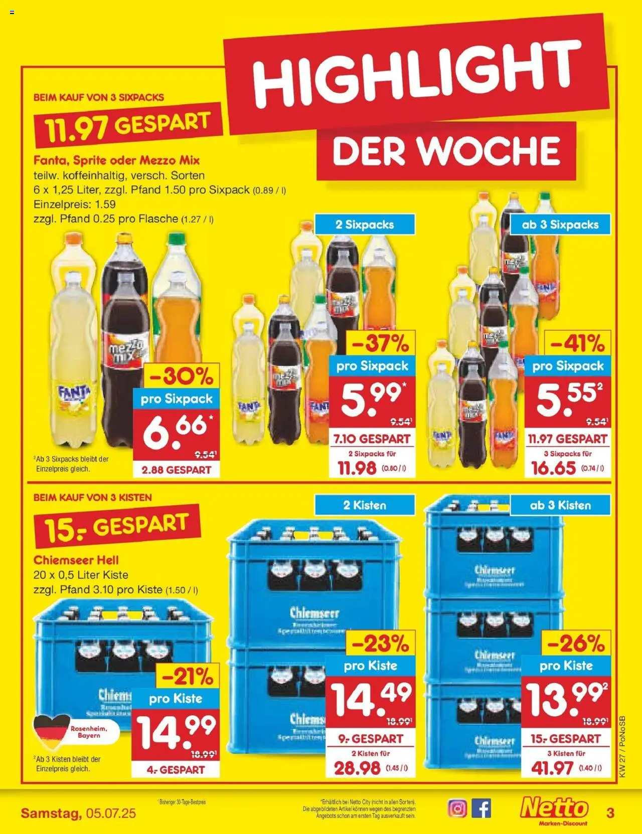 Netto Marken-Discount prospekt Amberg	 - gültig ab dem 29.06.2025 | Seite: 3 | Produkte: Mezzo mix, Fanta, Sprite, Oder mezzo mix