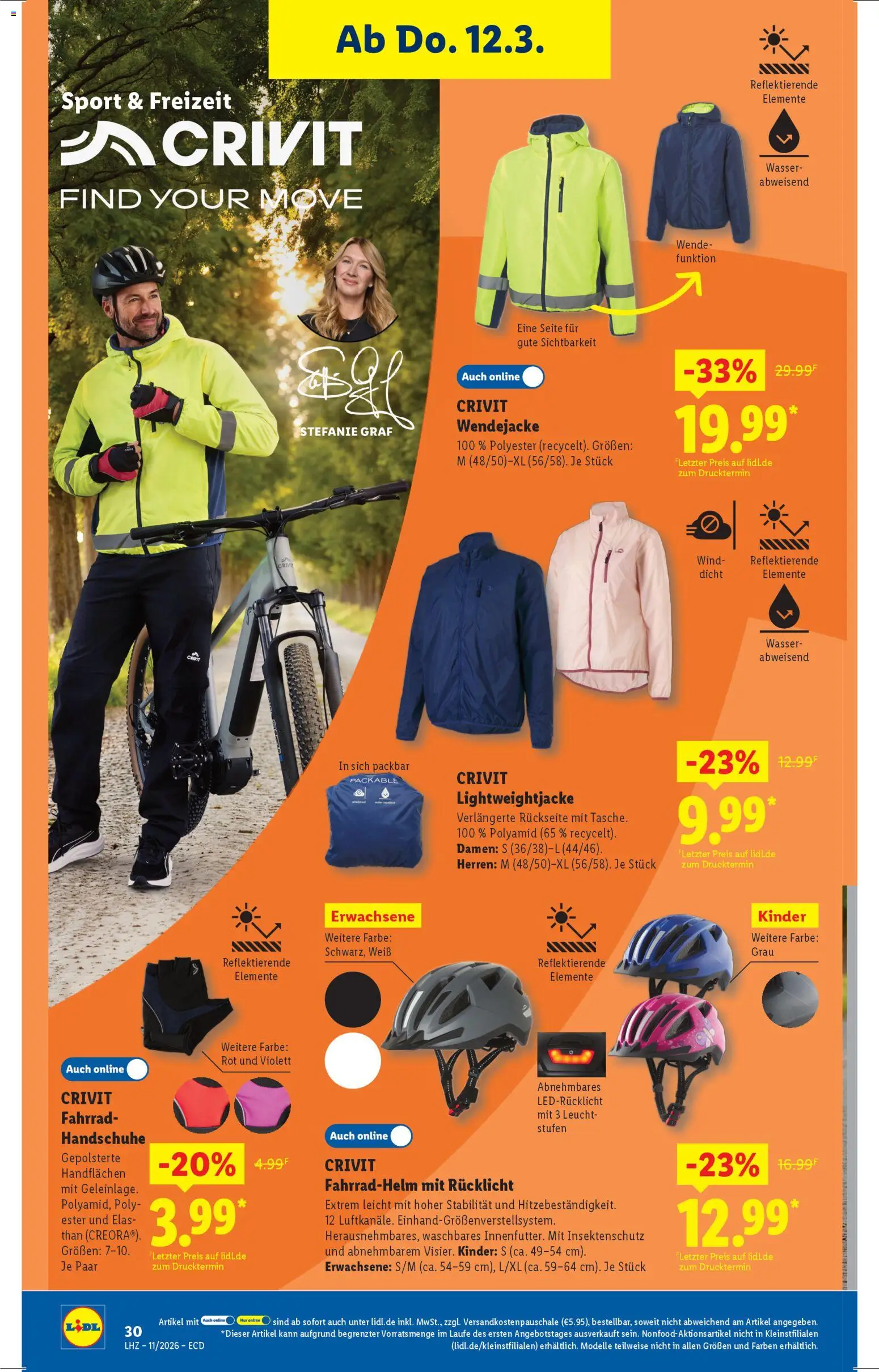 Lidl - Prospekt – gültig ab 09.03.2026 | Seite: 22 | Produkte: Fahrradhelm, Wasser, Handschuhe