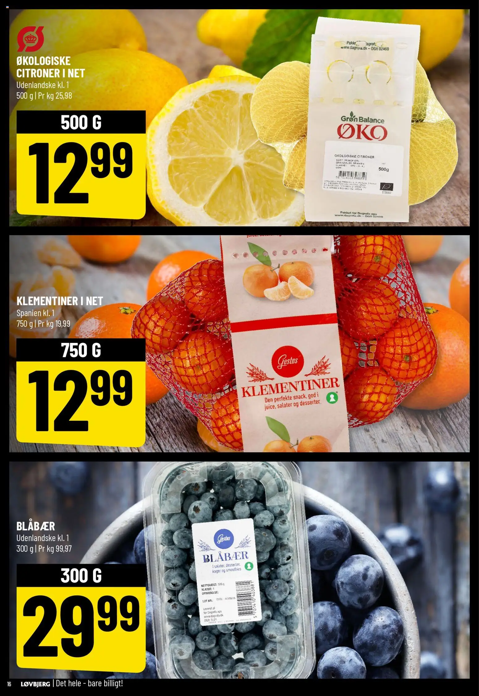 Løvbjerg tilbudsavis – gyldig fra 24.10.2025 | Side: 16 | Produkter: Blåbær, Citroner, Kager