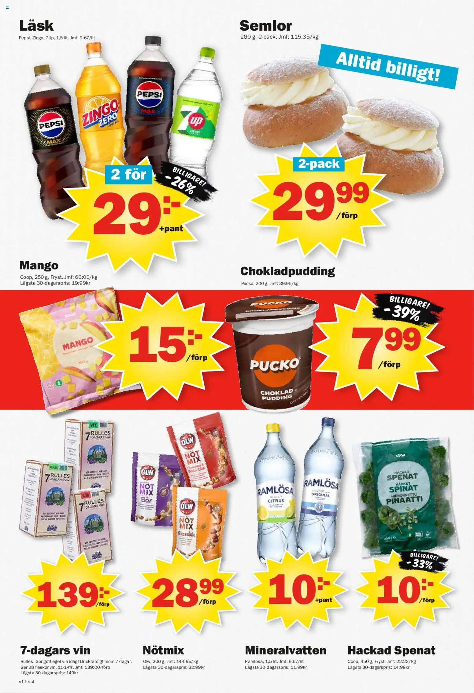 Pekås reklamblad aktuell från 09.03.2026 | Sida: 4 | Produkter: Zingo, Pepsi, Choklad, Vin