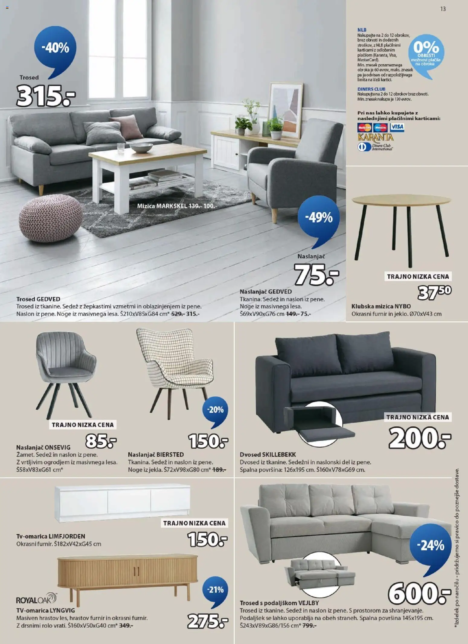 Novi JYSK katalog ponudbe – veljaven od 04.03.2026 | Stran: 13 | Izdelki: Mizica, Naslanjač, Trosed, Furnir