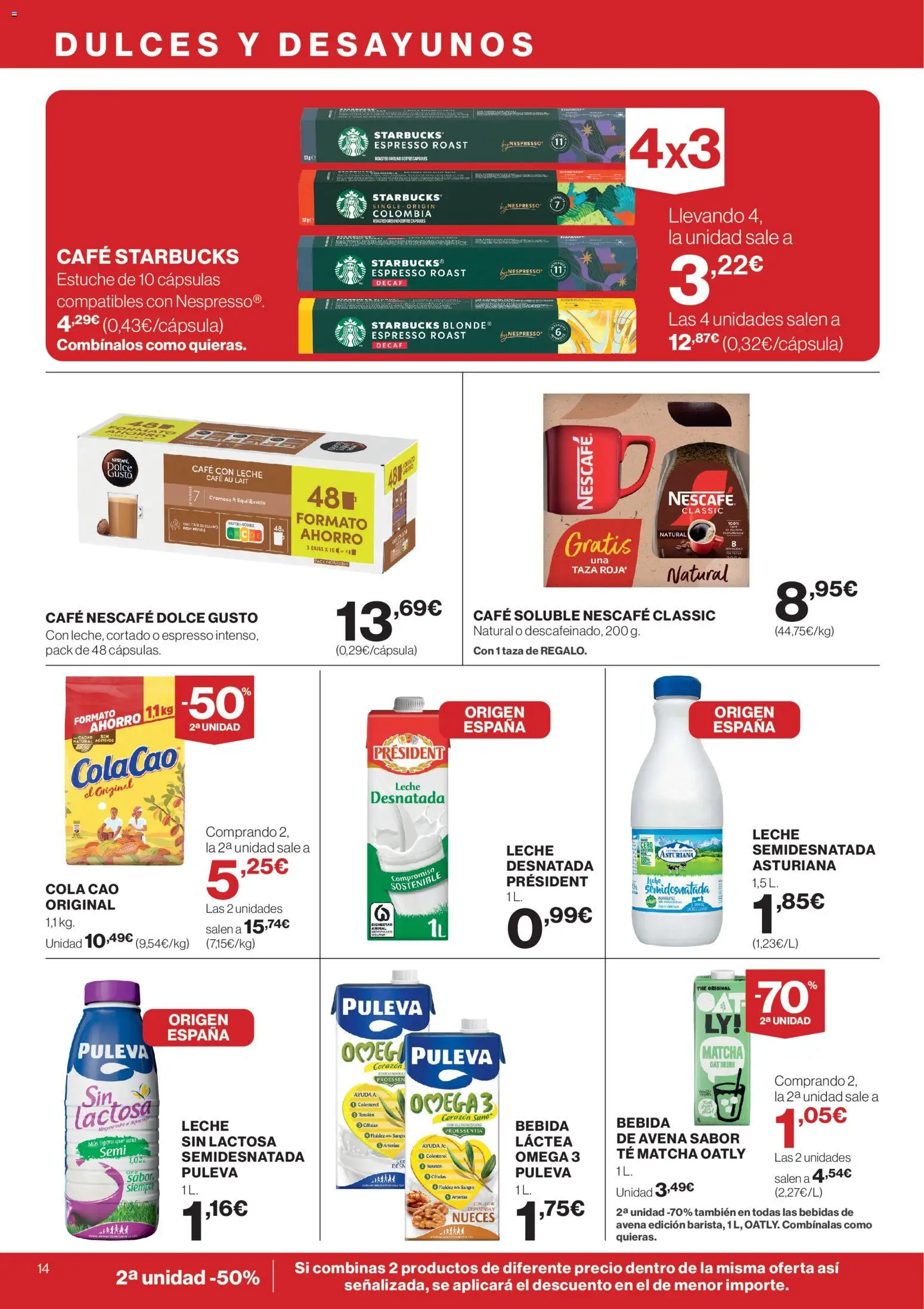 Supercor Canarias │ válido desde el 12.03.2026 | Página: 14 | Productos: Leche desnatada, Δοχείο φοντί, Café con leche, Té