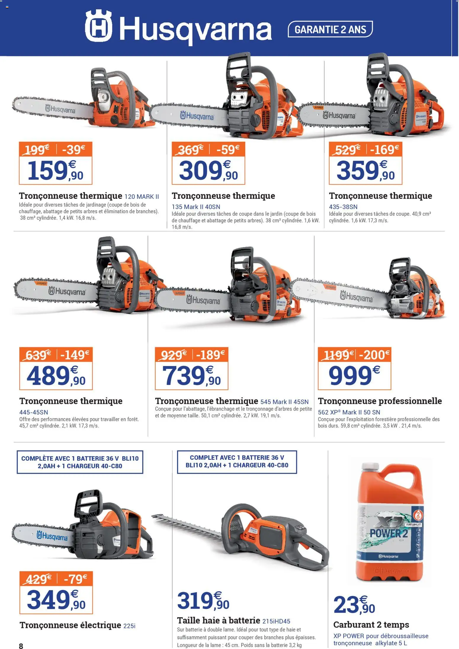 {H1} | Page: 8 | Produits: Poids, Débroussailleuse, Tronçonneuse, Tronçonneuse electrique
