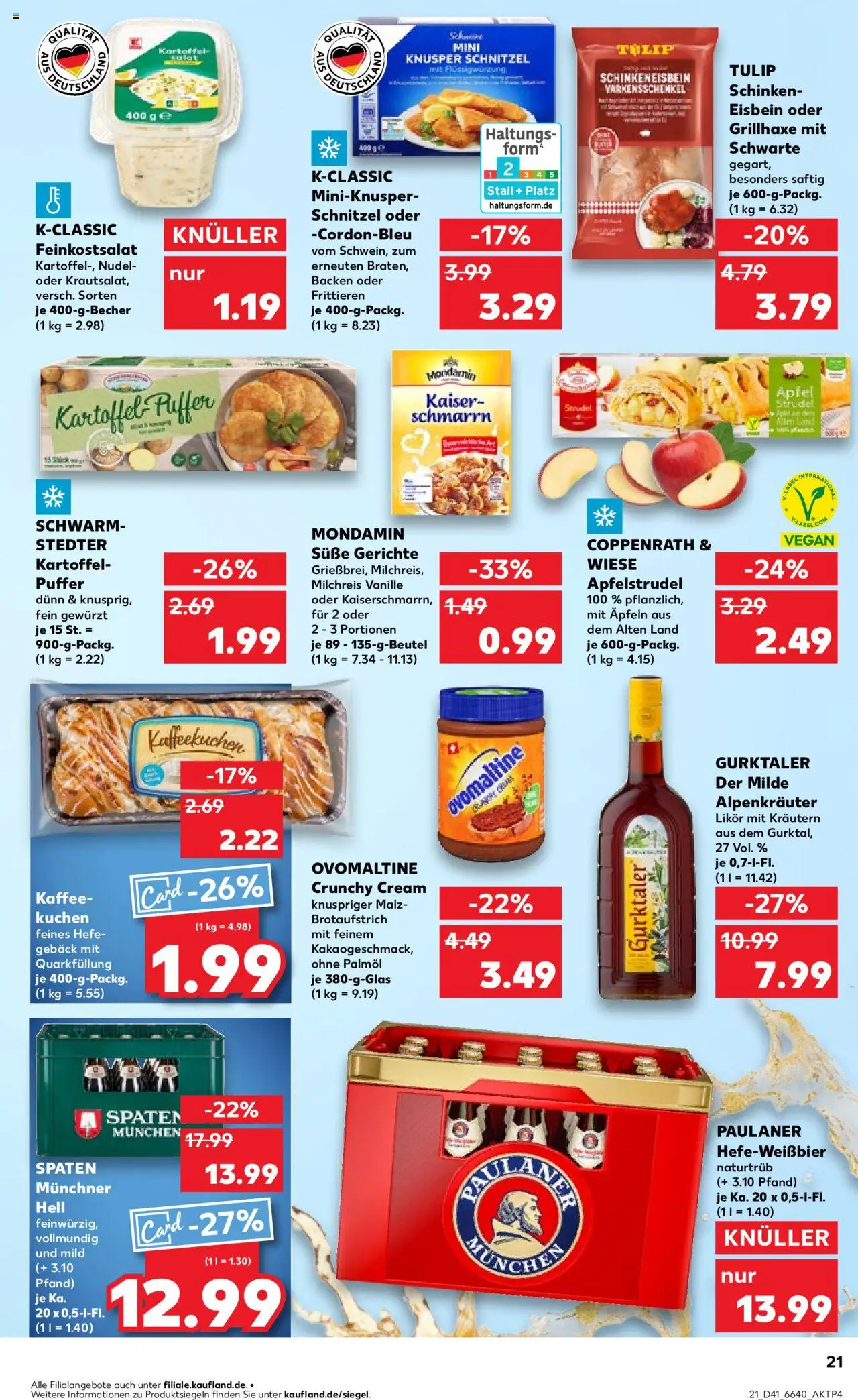 Kaufland Prospekt 	 – gültig ab 09.10.2025 | Seite: 21 | Produkte: Ovomaltine, Likör, Salat, Paulaner