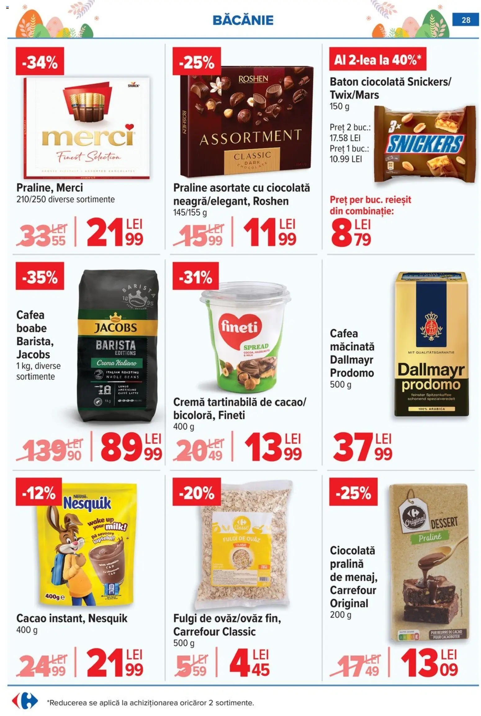 Noul catalog Carrefour – valabil de la 06.04.2026 | Pagină: 34 | Produse: Praline, Köpek çiti, Cafea, Cremă tartinabilă