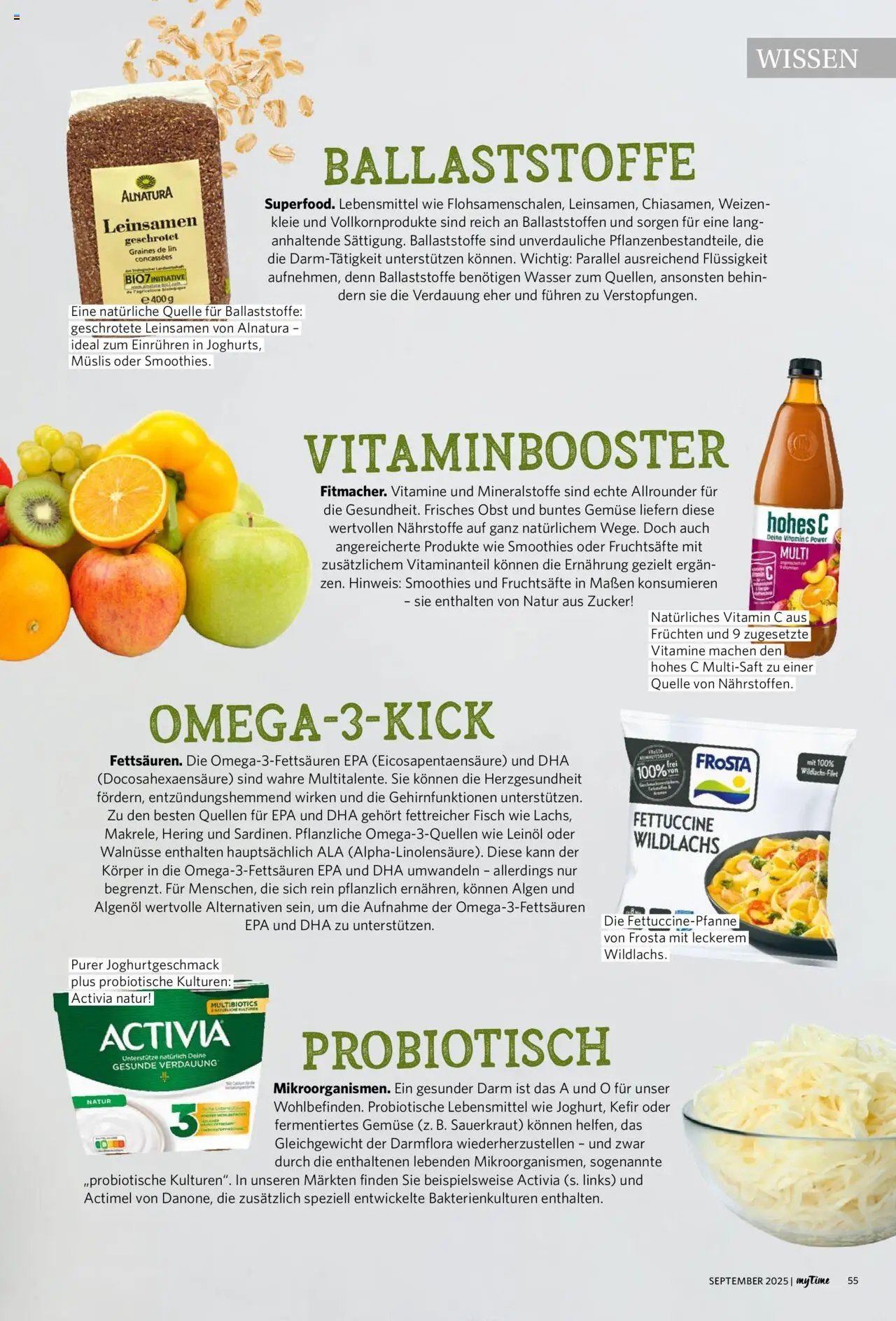 Famila Nordwest myTime September 2025 – gültig ab 01.09.2025 | Seite: 55 | Produkte: Actimel, Walnüsse, Gemüse, Obst