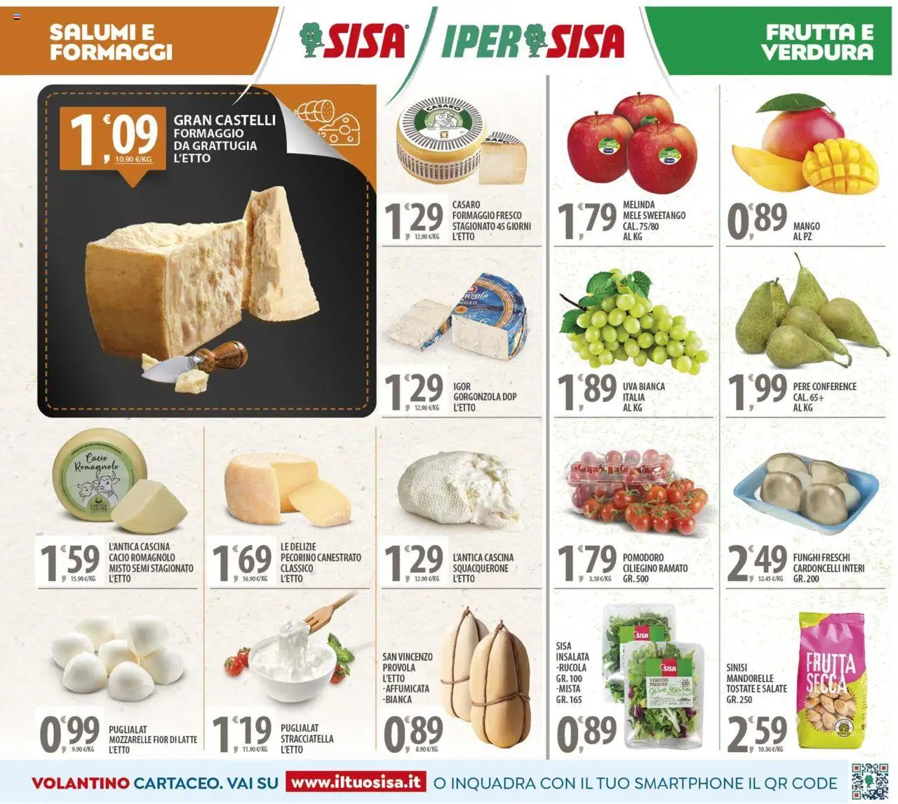 Volantino SISA del 23.09.2025 | Pagina: 3 | Prodotti: Verdure, Funghi, Provola, Gorgonzola