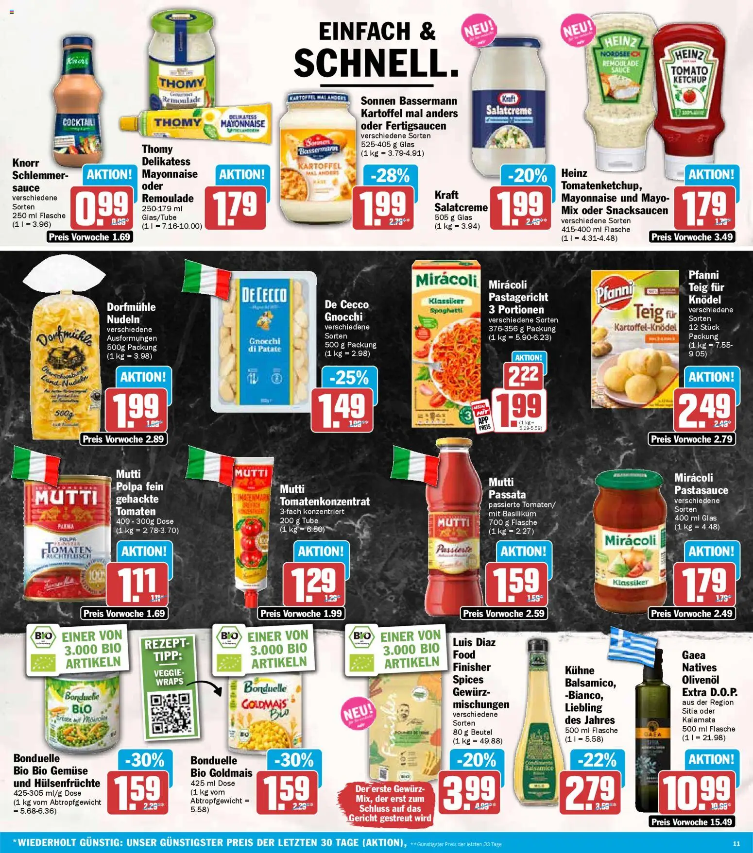 HIT Prospekt 	 – gültig ab 24.11.2025 | Seite: 11 | Produkte: Olivenol, Tomaten, Knorr, Nudeln