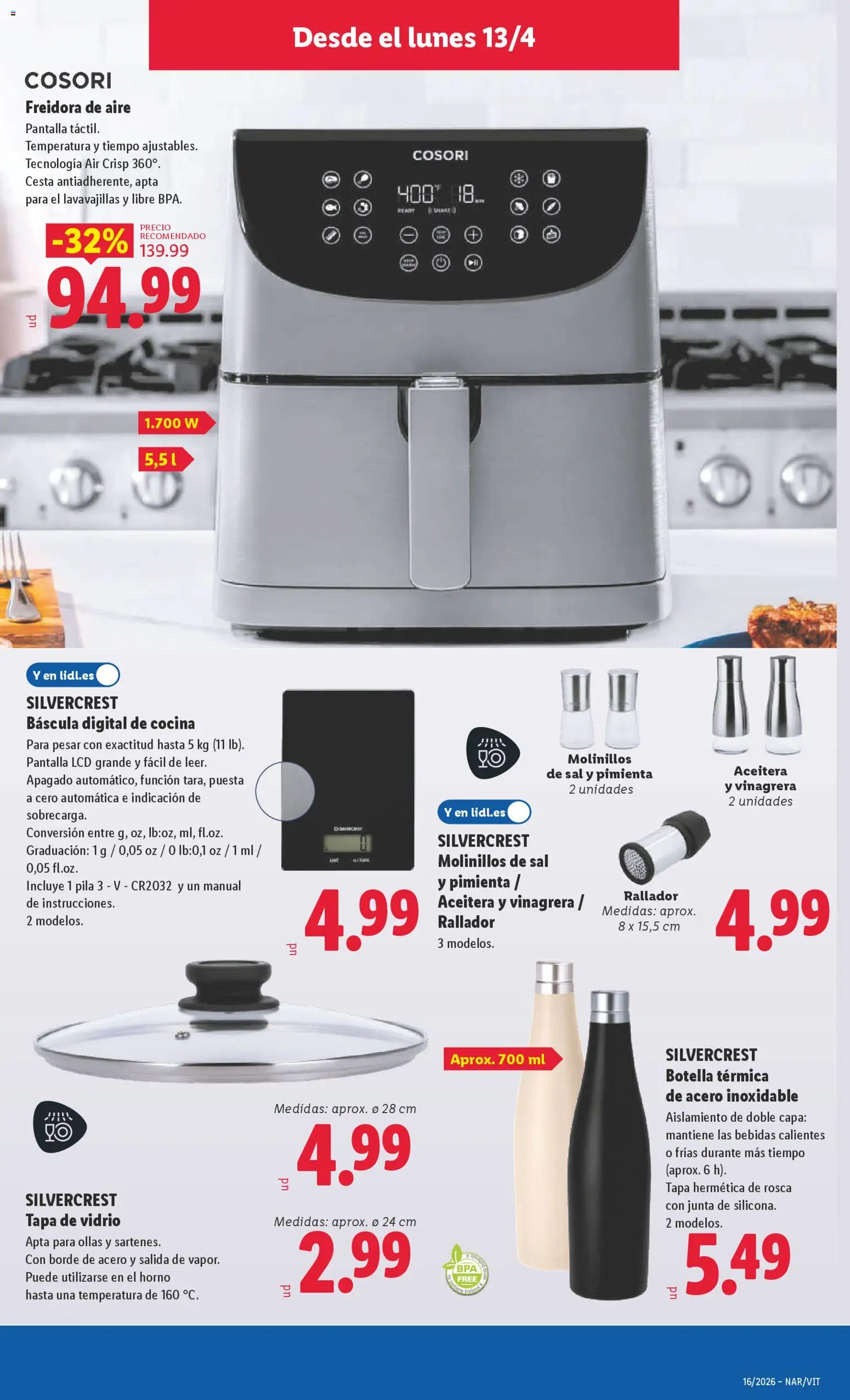 Lidl folleto de bazar │ válido desde el 13.04.2026 | Página: 9 | Productos: El horno, Cocina, Lavavajillas, Cesta
