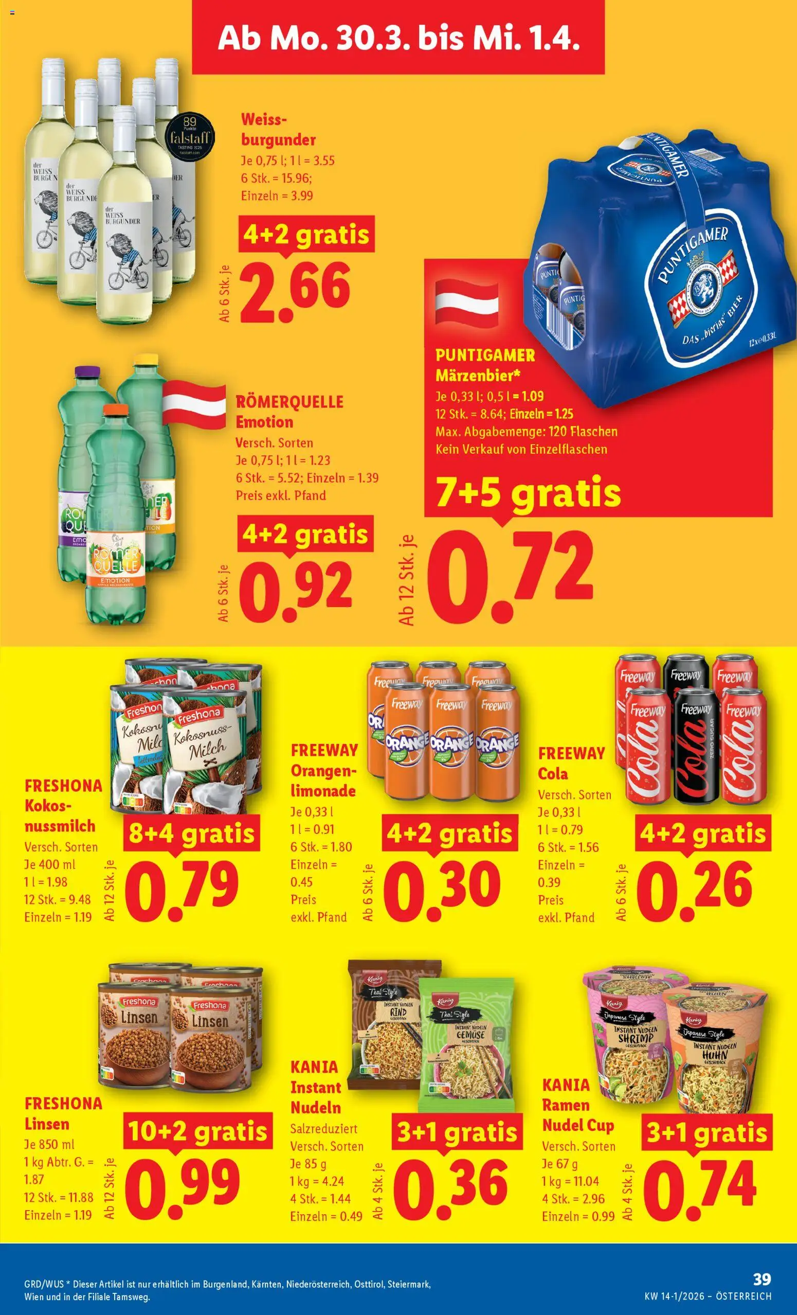 Lidl Flugblatt - Oberpullendorf, Güssing, Oberwart gültig ab 26.03.2026 | Seite: 44 | Produkte: Milch, Bier, Orangen, Nudeln
