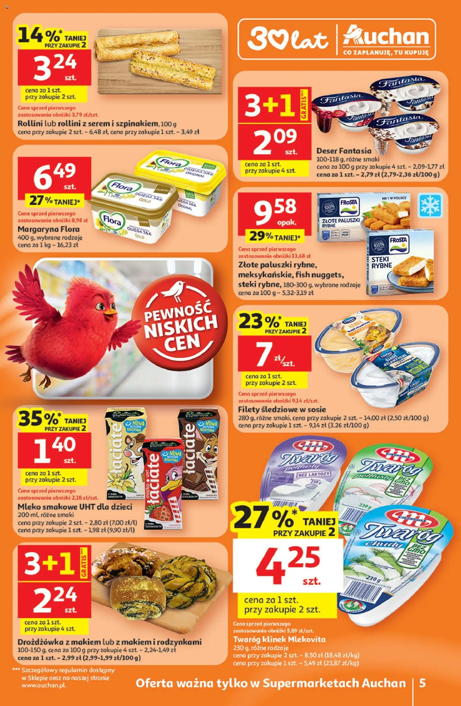 Auchan Gazetka od 26.02.2026 | Strona: 5 | Produkty: Margaryna, Paluszki, Mleko, Twaróg
