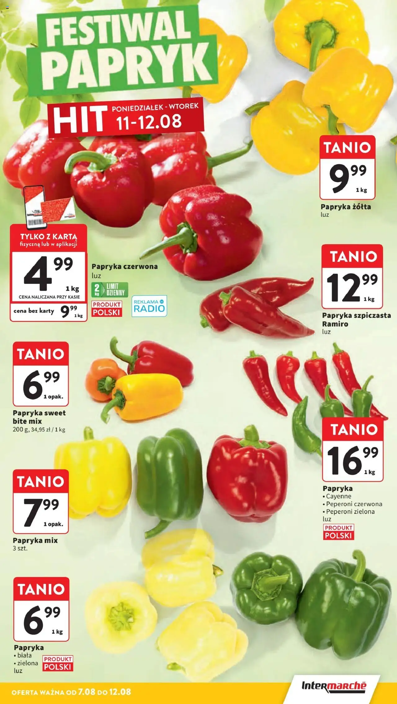 Intermarche Gazetka od 07.08.2025 | Strona: 9 | Produkty: Karta, Radio, Papryka, Papryka czerwona