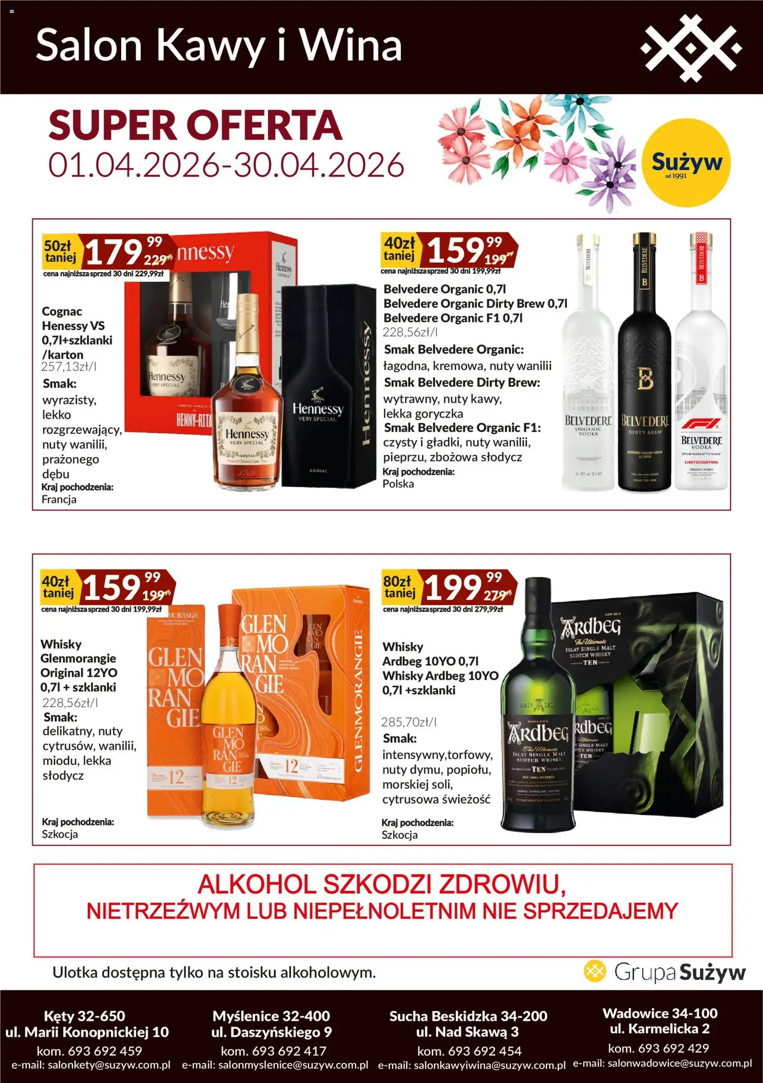 Sużyw gazetka - Salon kawy i wina od 01.04.2026 | Strona: 2 | Produkty: Hennessy, Vodka, Alkohol, Whisky