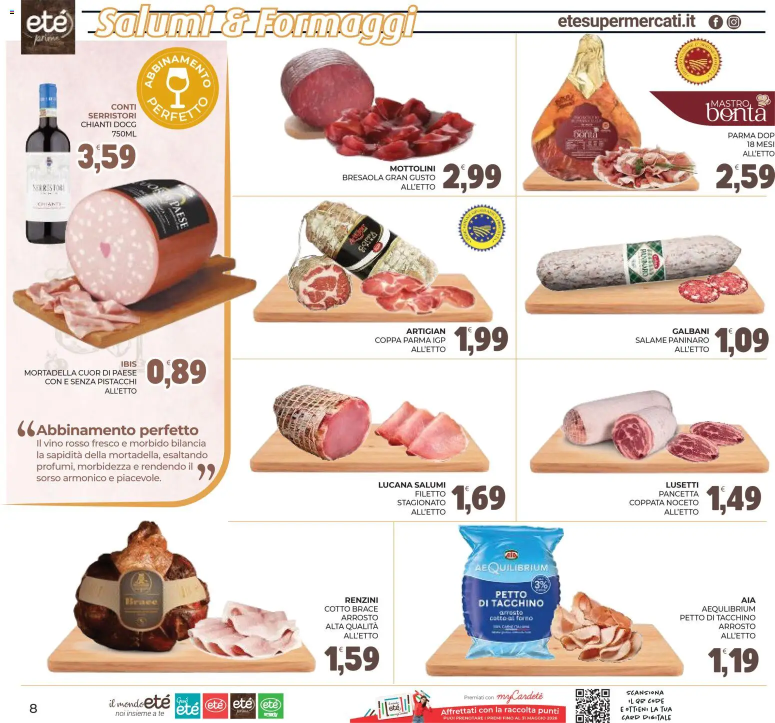 Volantino Eté del 29.04.2026 | Pagina: 8 | Prodotti: Arrosto, Salame, Pistacchi, Forno
