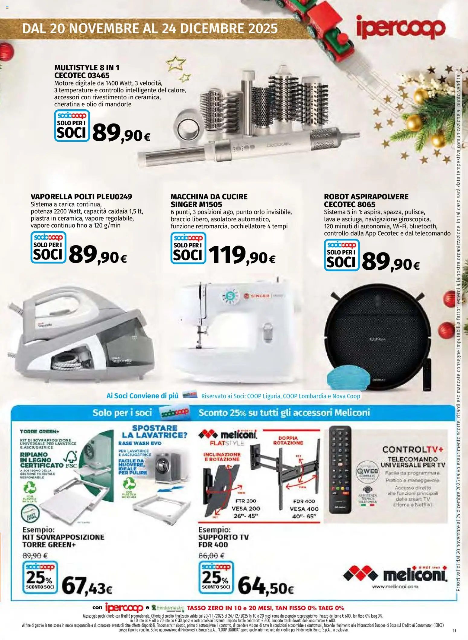 Volantino Ipercoop del 20.11.2025 | Pagina: 11 | Prodotti: Olio, TV, Robot, Macchina da cucire