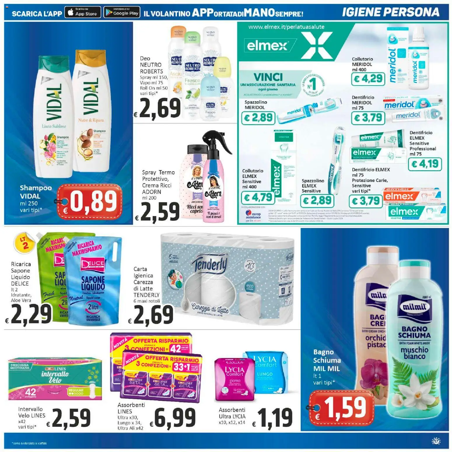 Volantino Paghi Poco del 20.02.2026 | Pagina: 17 | Prodotti: Crema, Dentifricio, Collutorio, Bagno