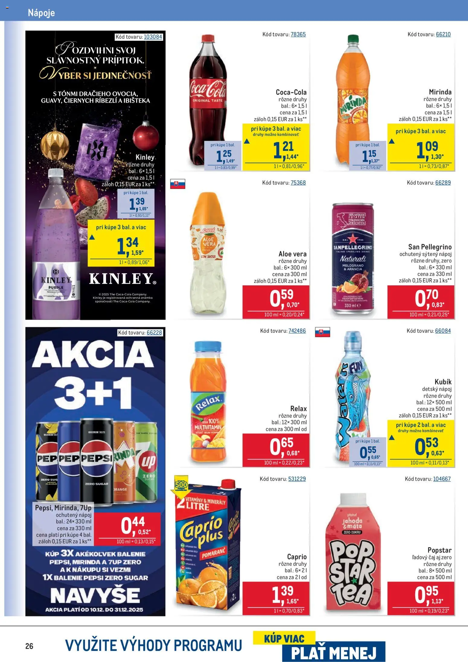 Nové Metro akcie – leták je platný od 10.12.2025 | Strana: 26 | Produkty: Čaj, Pepsi, Mirinda