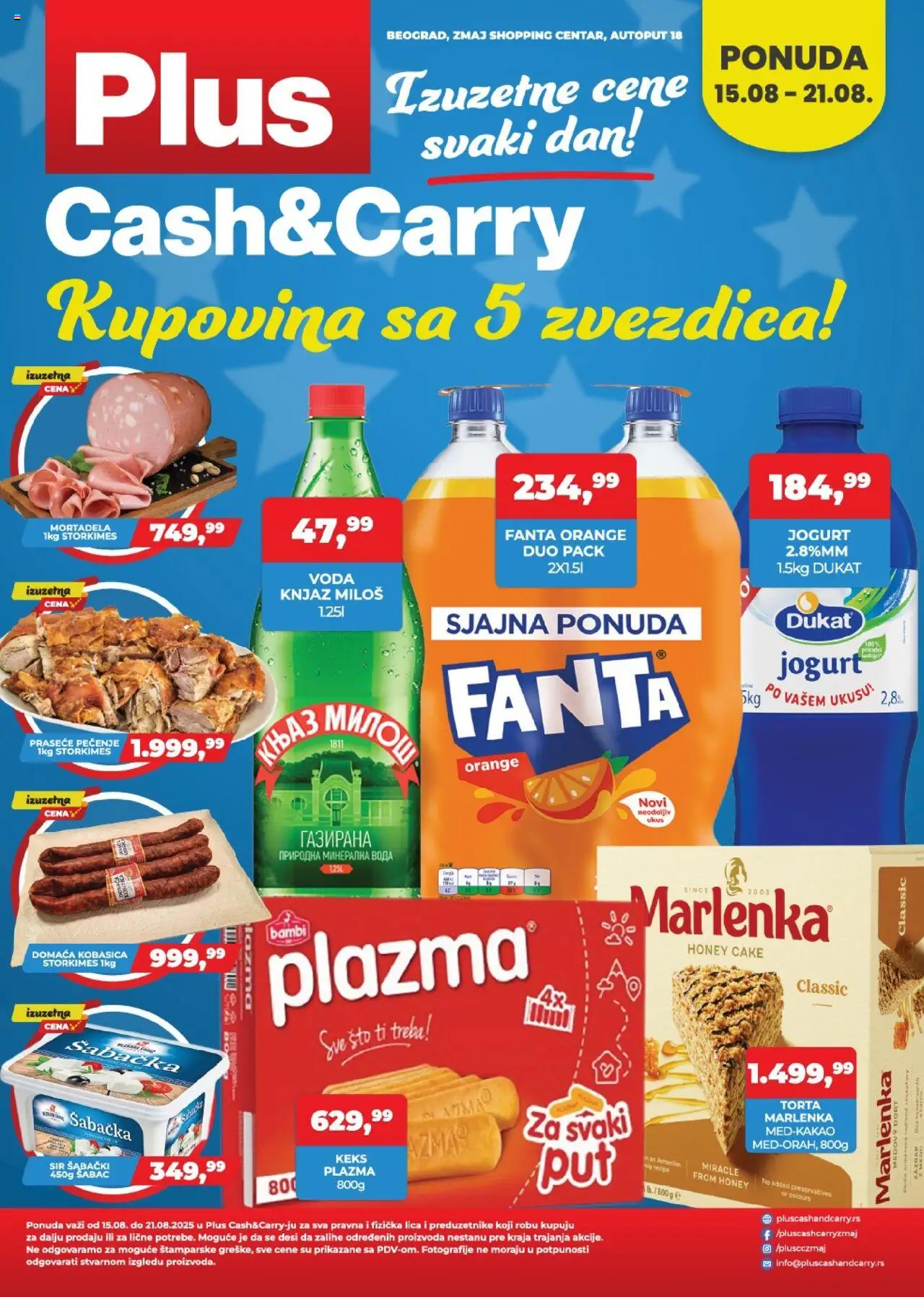 Plus Cash & Carry katalog - važi od 15.08.2025 | Strana: 1 | Proizvode: Sto, Mortadela, Voda, Sir