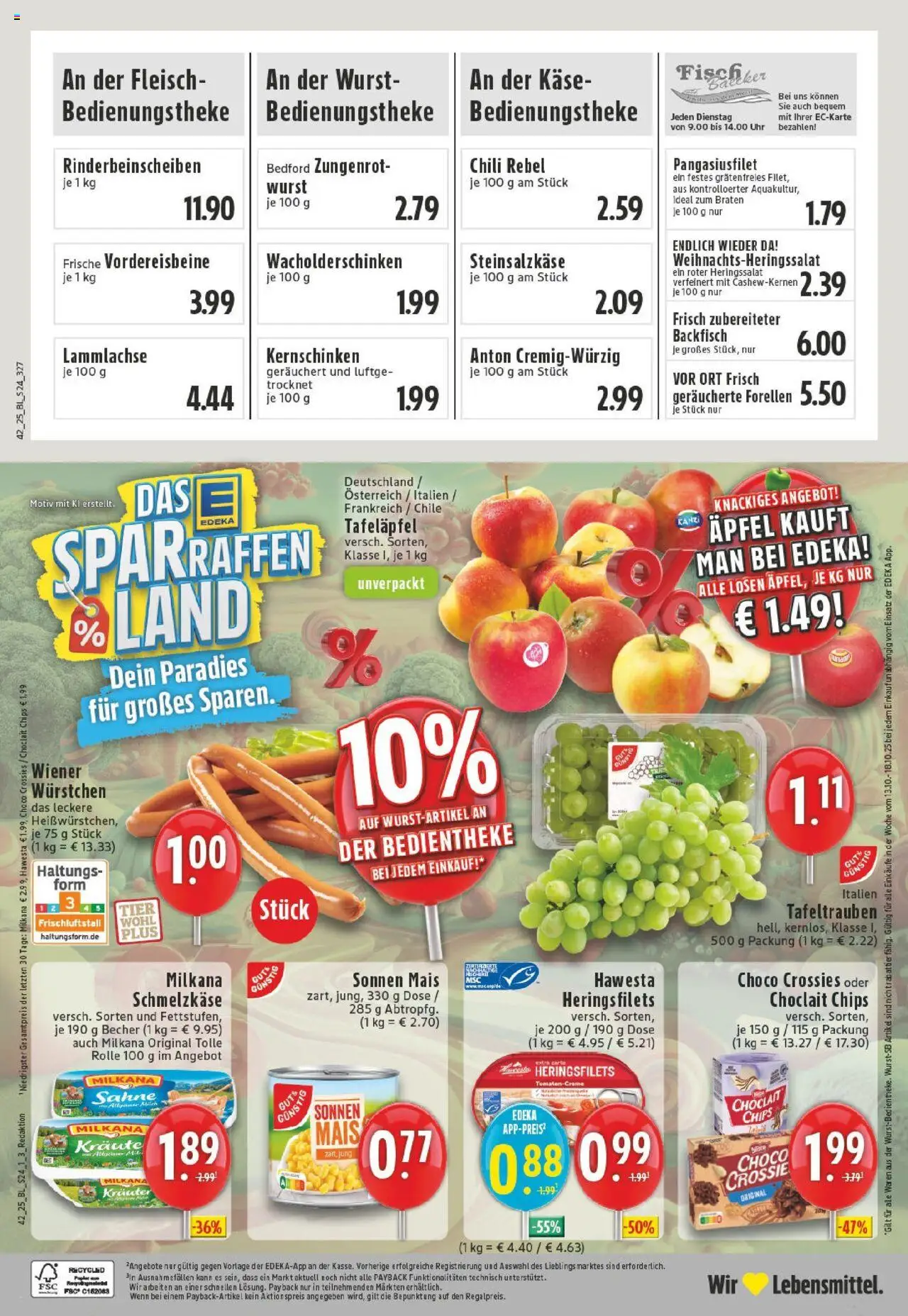 Edeka prospekt Dinslaken-Hiesfeld	 – gültig ab 13.10.2025 | Seite: 24 | Produkte: Käse, Milkana, Creme, Wurst