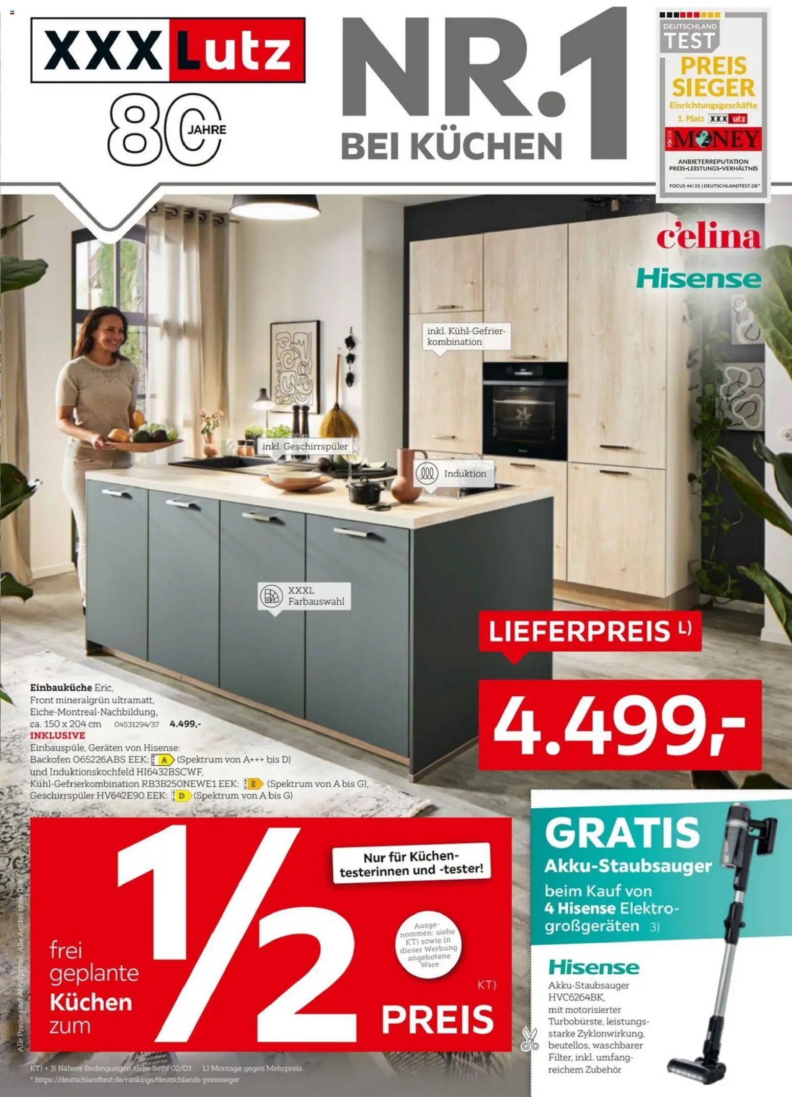 XXXL Lutz - Nr. 1 bei Küchen – gültig ab 27.12.2025 | Seite: 1 | Produkte: Hisense, Einbauküche, Backofen, Kuchen