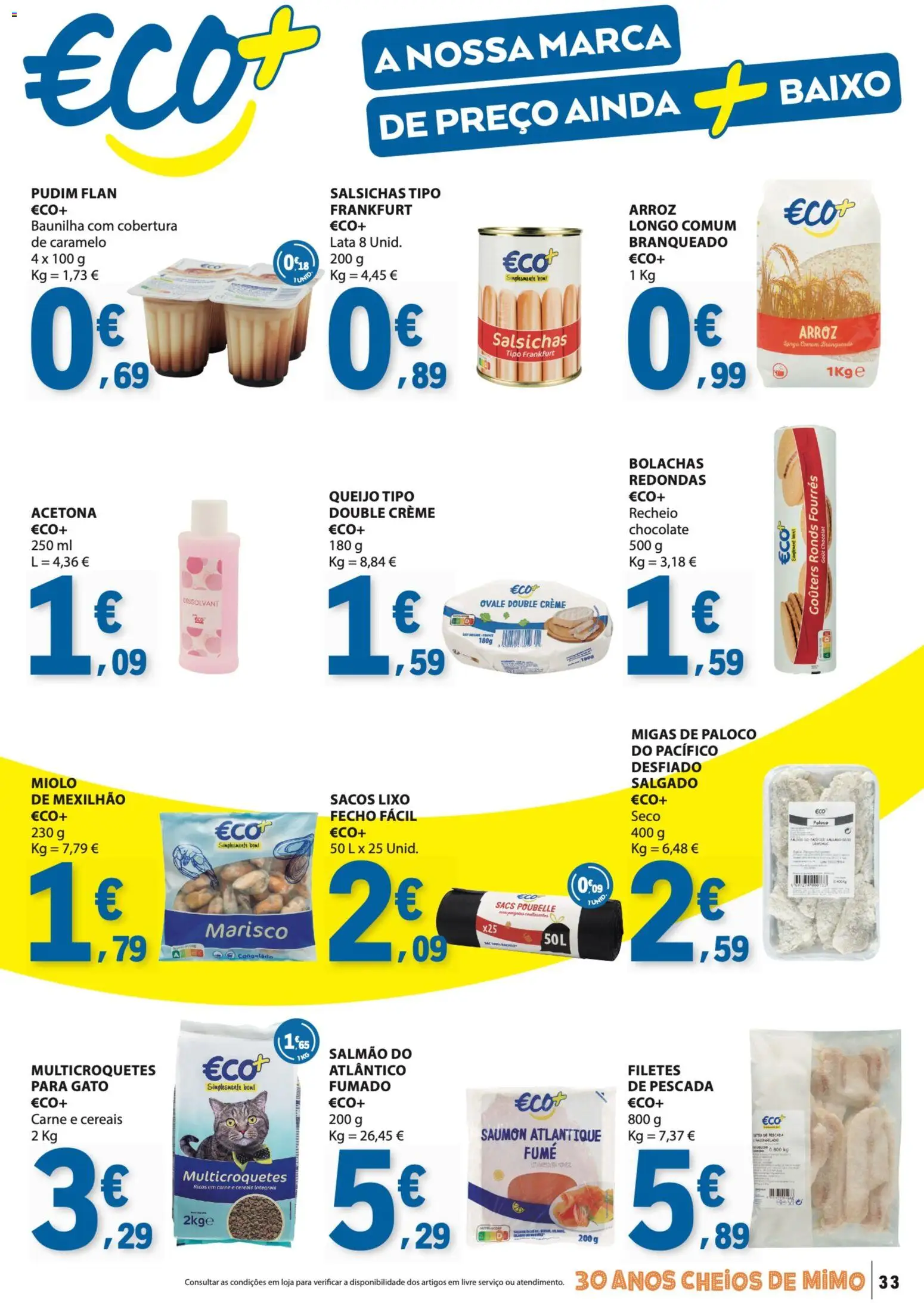 E.Leclerc folheto │ válido de 23.04.2026 | Página: 33 | Produtos: Pudim, Salmão, Chocolate, Carne