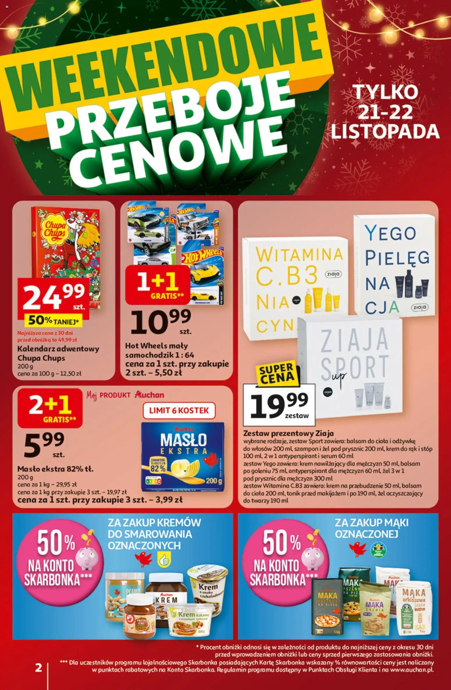 Auchan Black Friday od 20.11.2025 | Strona: 2 | Produkty: Kalendarz adwentowy, Prysznic, Masło, Tonik