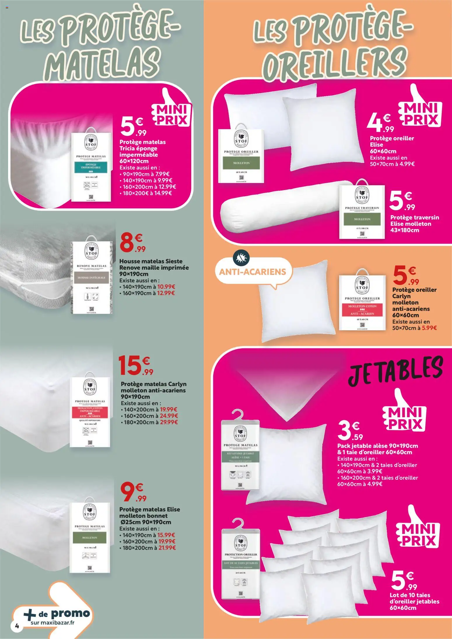 {H1} | Page: 4 | Produits: Taie d'oreiller, Coton, Matelas, Oreiller