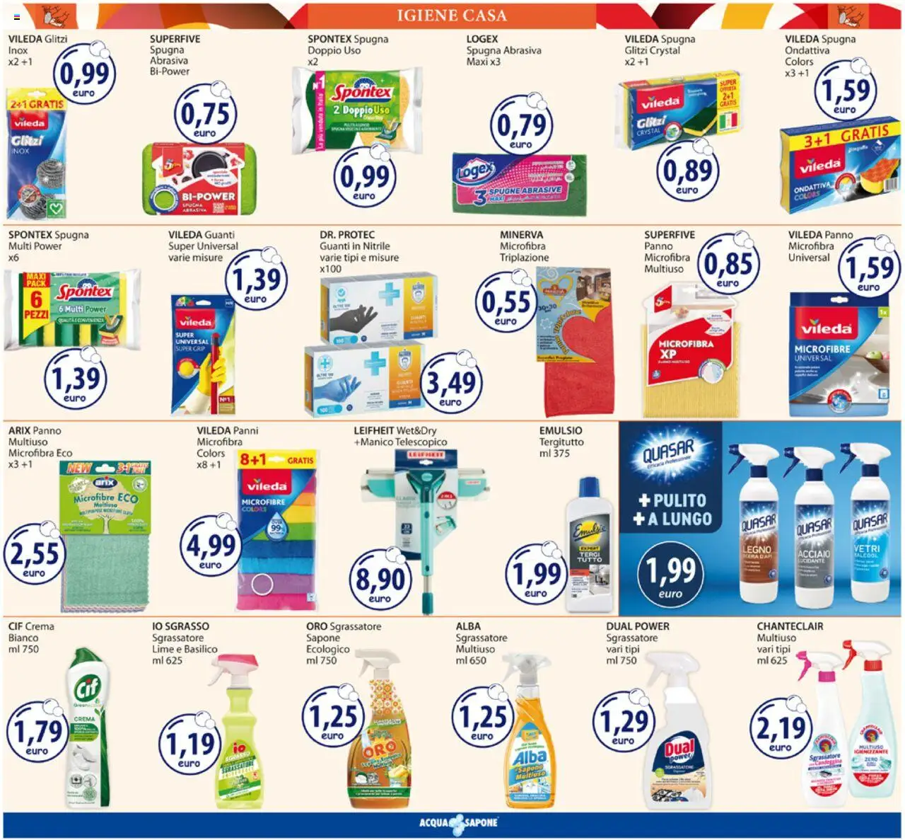 Volantino Acqua e Sapone del 08.09.2025 | Pagina: 15 | Prodotti: Spugna, Candeggina, Sgrassatore, Lime