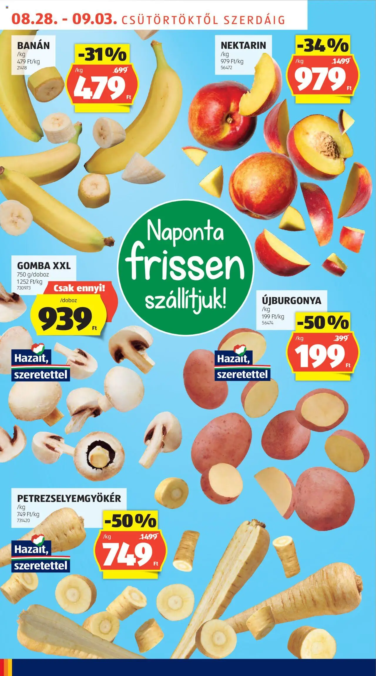 Aldi akciós ujság - amely érvényes a következő dátumtól: 28.08.2025 | Oldal: 6 | Termékek: Nektarin, Gomba, Banán