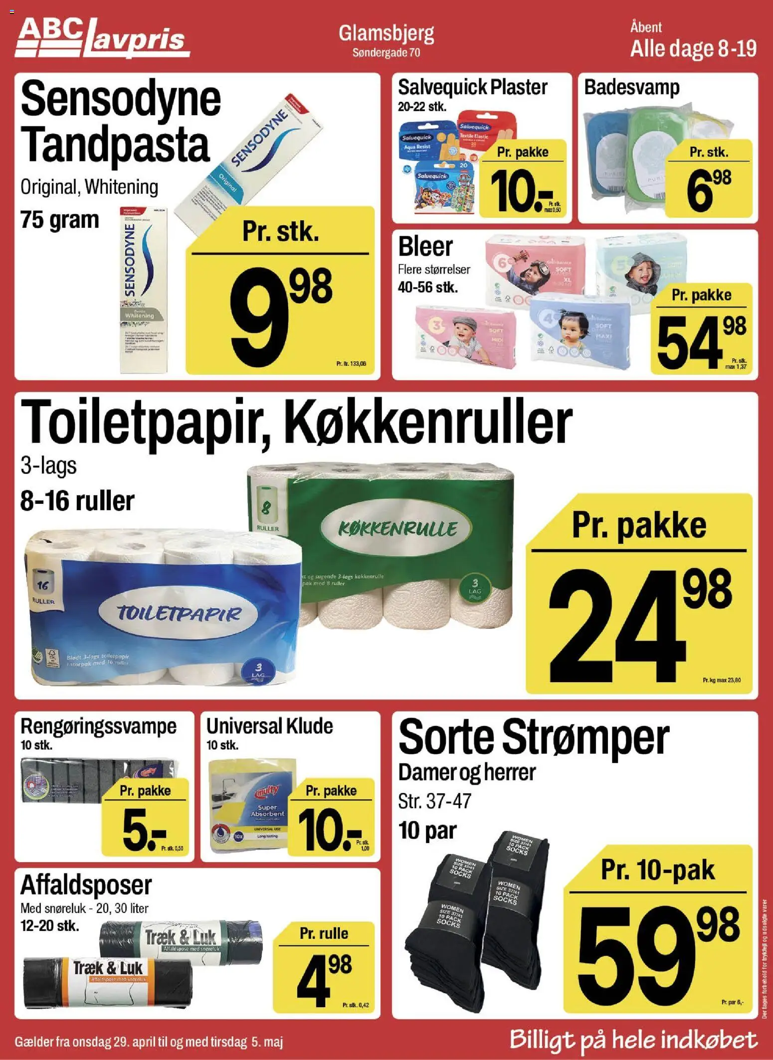 Abc Lavpris tilbudsavis – gyldig fra 29.04.2026 | Side: 15 | Produkter: Tandpasta, Strømper