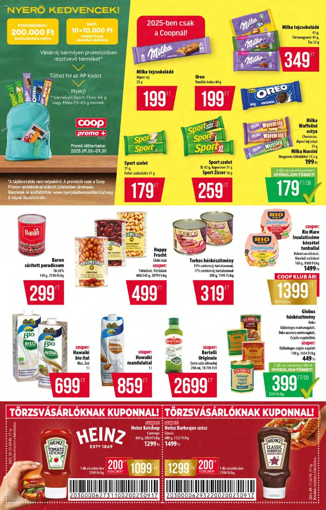 COOP akciós ujság - amely érvényes a következő dátumtól: 11.09.2025 | Oldal: 8 | Termékek: Tejcsokoládé, Tej, Paradicsom, Szósz