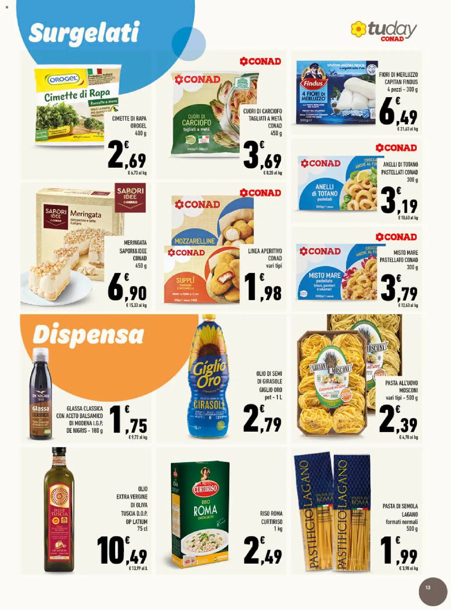 Volantino Conad del 25.03.2026 | Pagina: 13 | Prodotti: Panna, Pasta, Olio extra vergine, Cimette di rapa